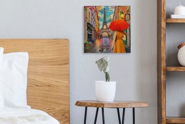OneMillionCanvasses® Gemälde Gemälde - Ölfarbe - Frau - Hund - Paris, (1 St), Leinwand Bilder für Wohnzimmer Schlafzimmer