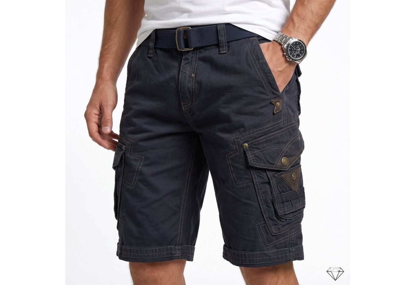 Geographical Norway Cargoshorts kurze Hose aus Baumwolle, Sommer-Bermuda mit Gürtel Größe S bis 5XL
