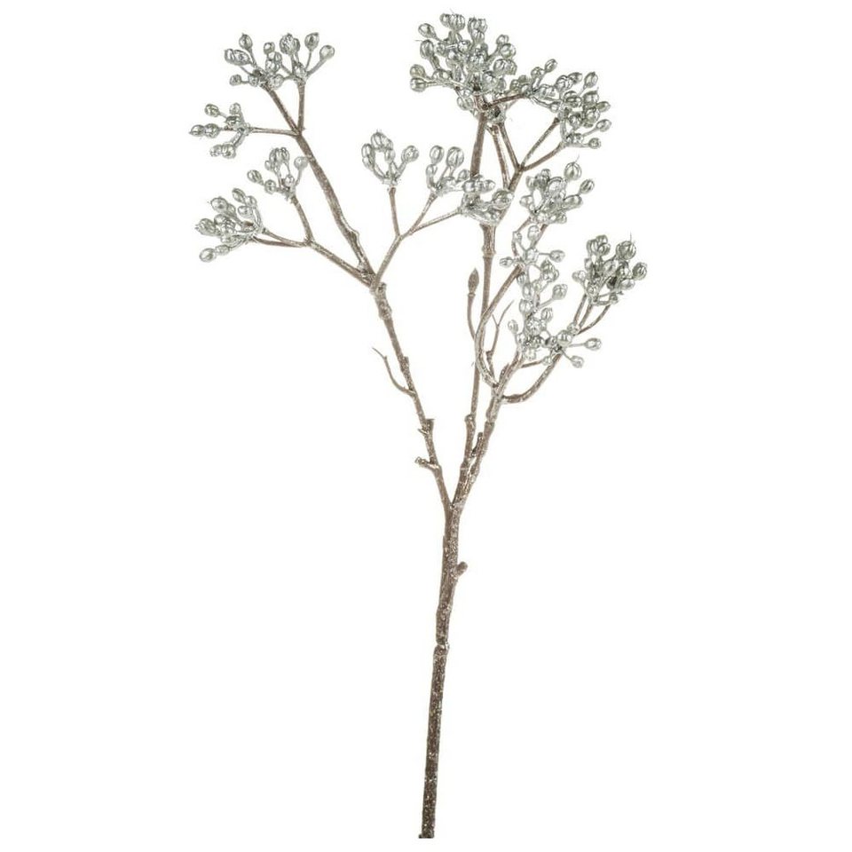 Kunstblume Kunstzweig mit silbernen Beeren 41 cm Zweig, matches21 HOME &  HOBBY, Höhe 41 cm