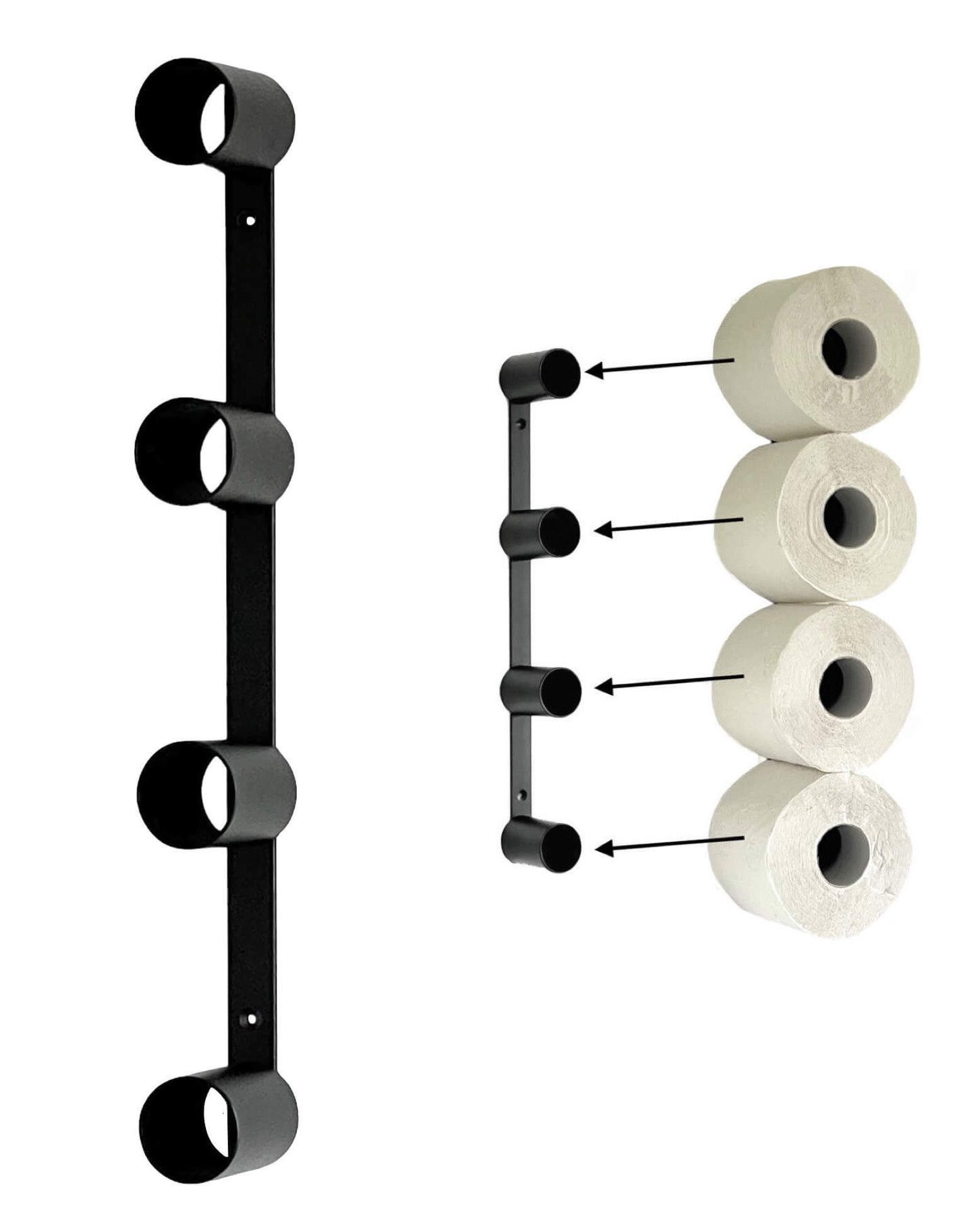 DanDiBo Toilettenpapierhalter Schwarz Wand Metall 4 Halter Unsichtbar Klopa günstig online kaufen
