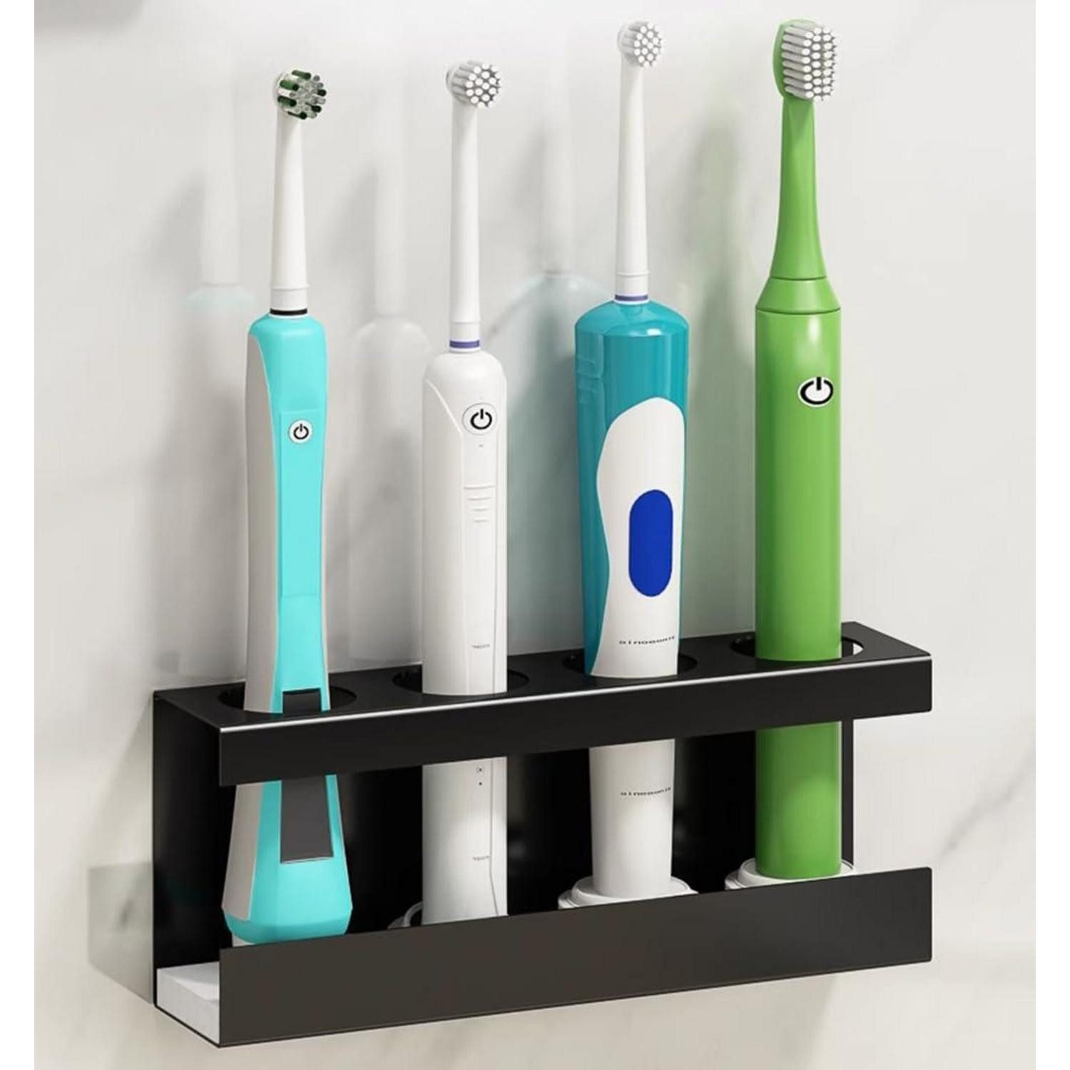 LuxusKollektion Zahnbürstenhalter Zahnbürstenhalter Edelstahl Schwarz Diatomeenschlamm 4 Loch