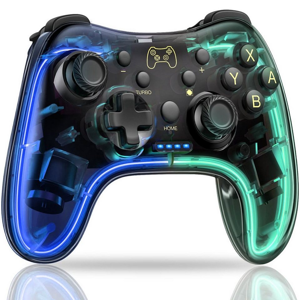 Haiaveng RGB Switch Pro Controller (Schwarz) Nintendo-Controller (für Nintendo  Switch / PC)