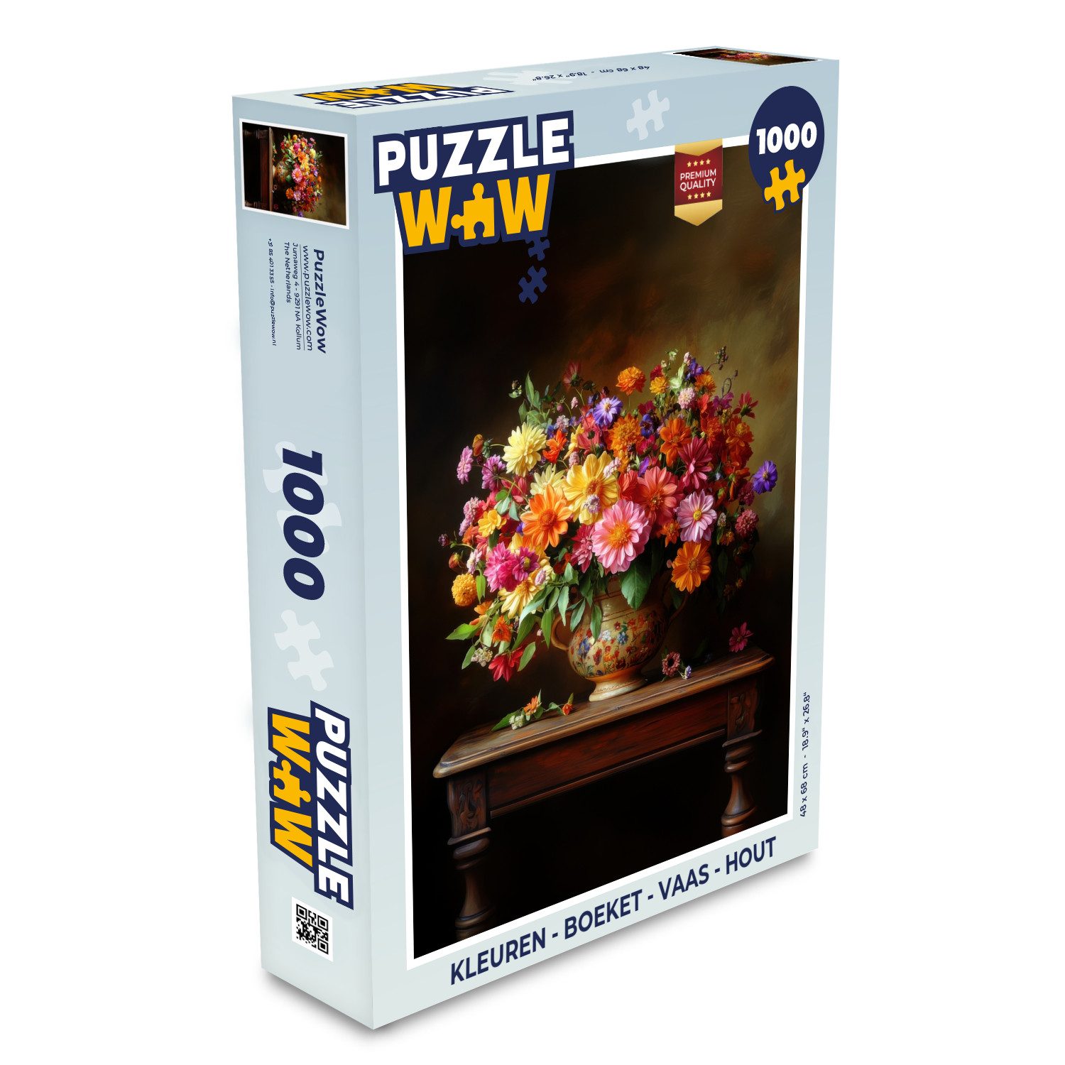 Puzzle Farben - Blumenstrauß - Vase - Holz