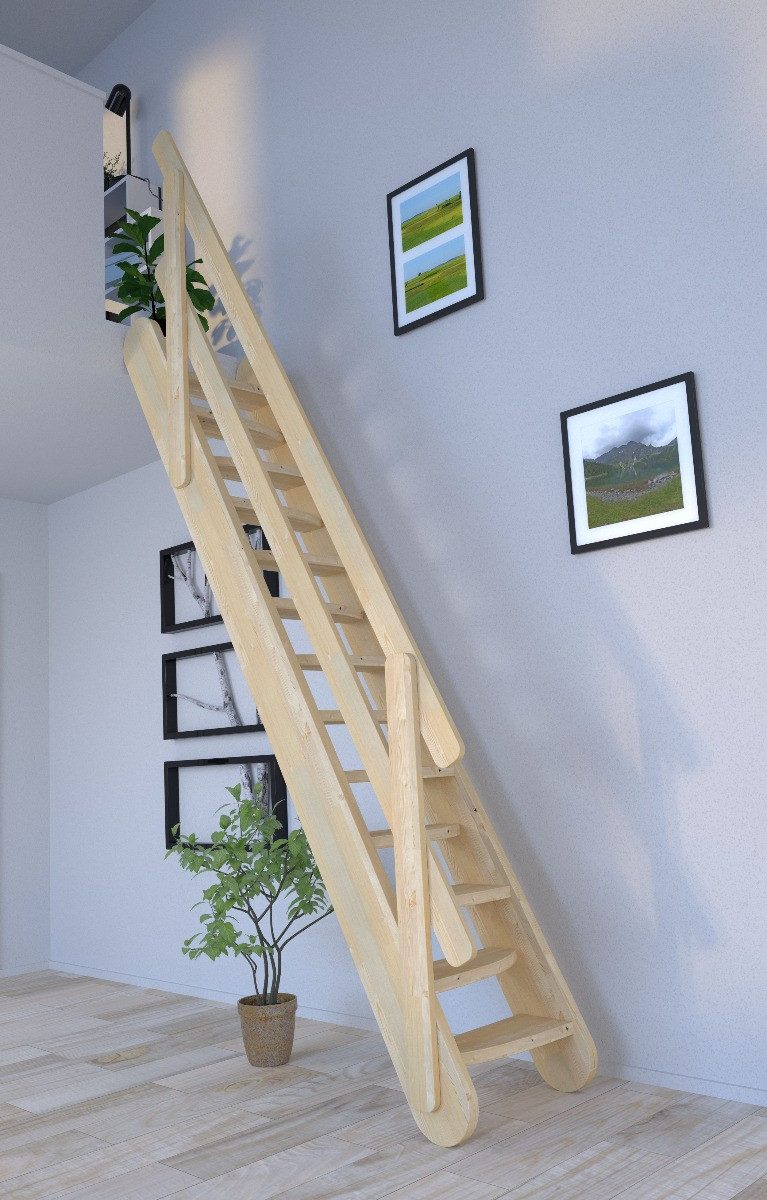 Starwood Raumspartreppe Raumspartreppe Samos in Fichte-Holzgeländer-verjüngte