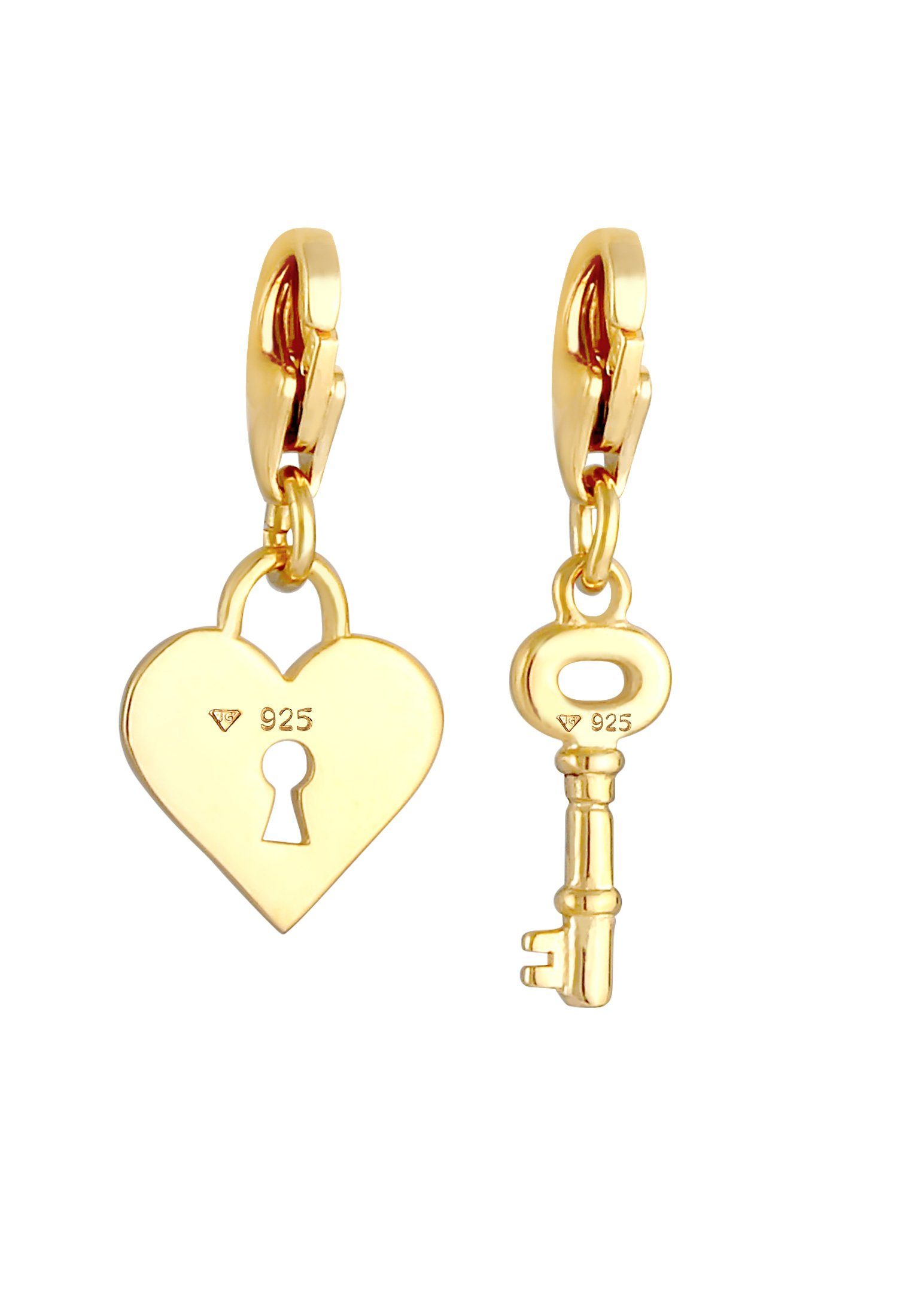 Nenalina Charm-Einhänger Schloss Schlüssel Herz Liebe Verbunden (2 tlg) 925, Herz