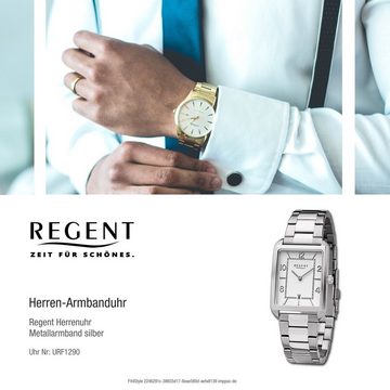 Regent Quarzuhr Regent Herren Armbanduhr Analog, (Analoguhr), Herren Armbanduhr rund, extra groß (ca. 28,5x41,5mm), Metallarmband