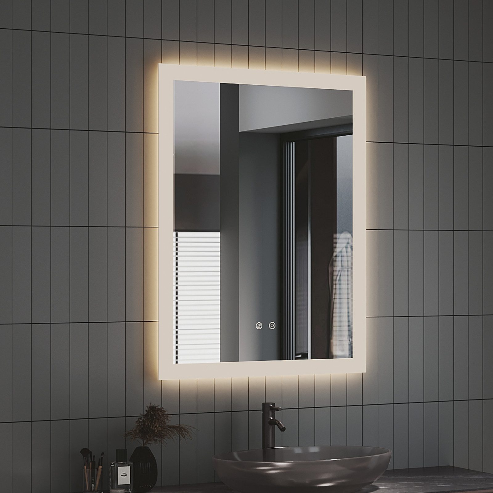 IMPTS Badspiegel Badezimmer Bad Wandspiegel mit LED Beleuchtung Beschlagfrei Dimmbar (Packung, Speicherfunktion, Beschlagfrei, Touch-Schalter, Energiesparend),  – Bild 3 von 5