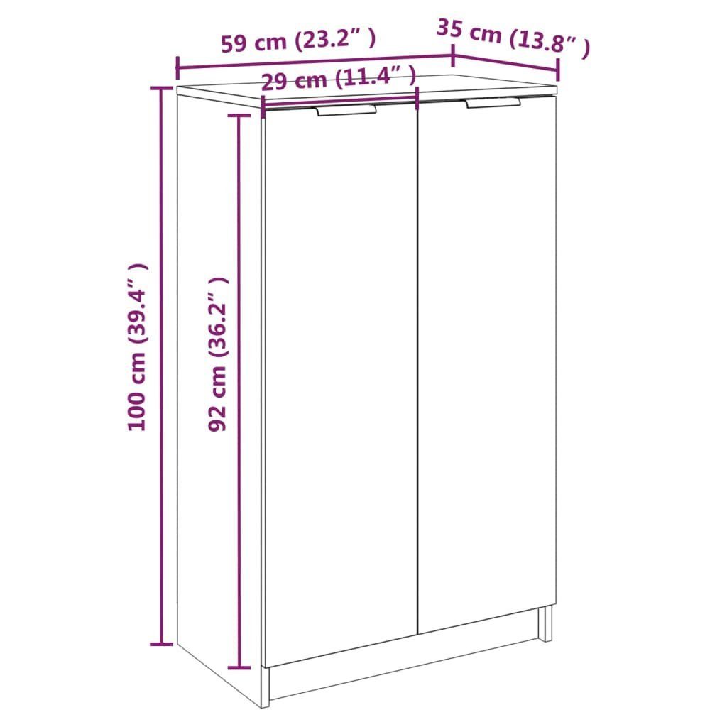 furnicato Schuhschrank Räuchereiche 59x35x100 cm Holzwerkstoff