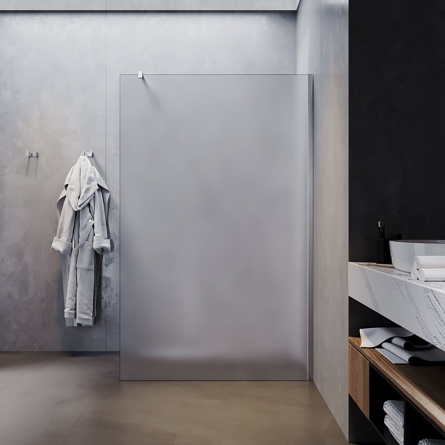SONNI Walk-in-Dusche Walk-In Dusche,Vollsatiniert/ Teilsatiniert Glas,80-140cm,Höhe: 200cm, 8mm NANO ESG GLAS – Bild 3 von 5