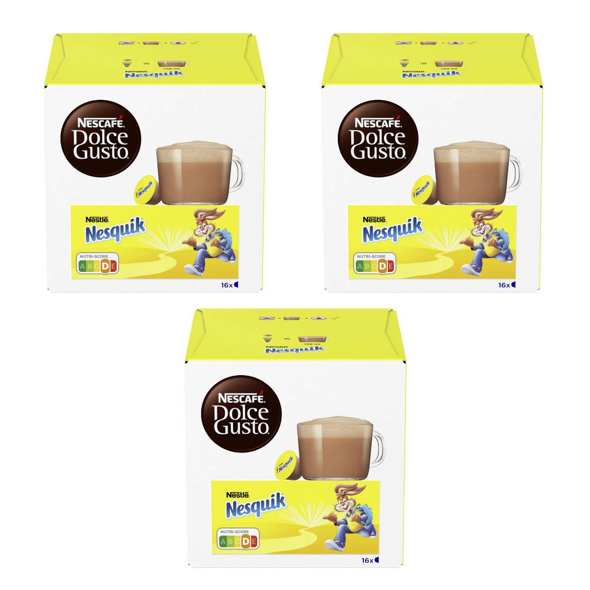 NESCAFE Kakao, Nescafe Dolce Gusto Nesquik Trinkschokolade 16 Kapseln 3er Pack