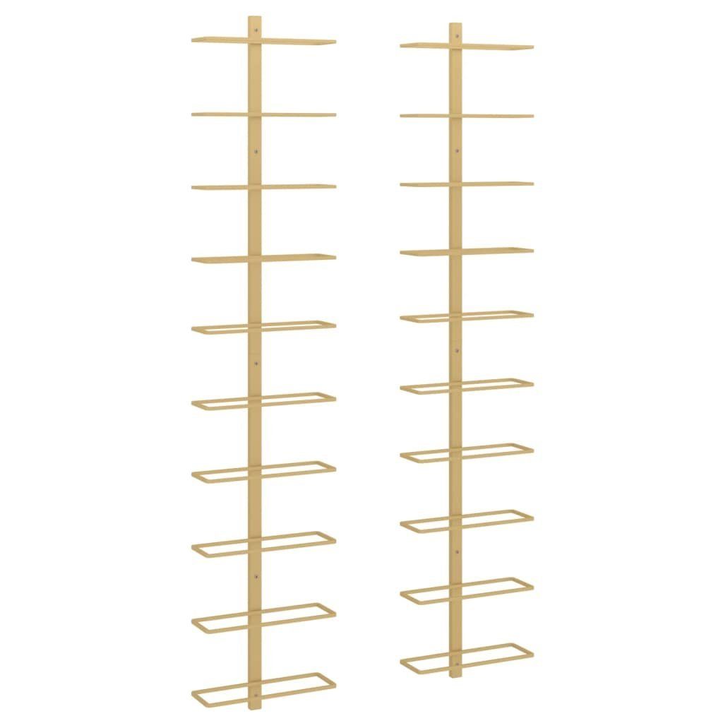 vidaXL Weinregal Wand-Weinregale für 10 Flaschen 2 Stk. Golden Metall, 1-tlg.