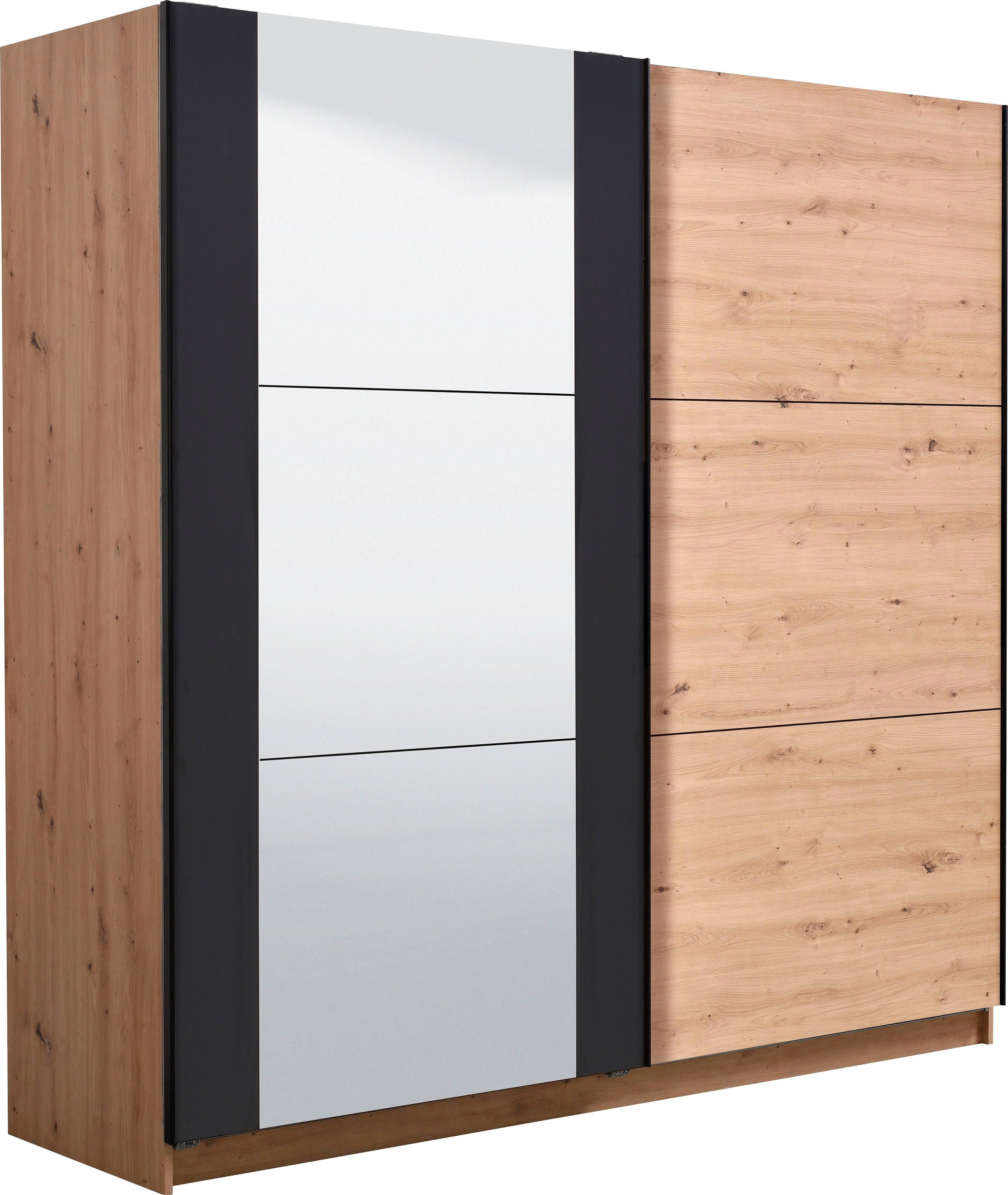 Home affaire Schwebetürenschrank Sardinia, Kleiderschrank mit Spiegel, FSC®-zertifiziert inklusive Inneneinteilung, 217x210x62,5cm, ABS Schutzkanten – Bild 2 von 5