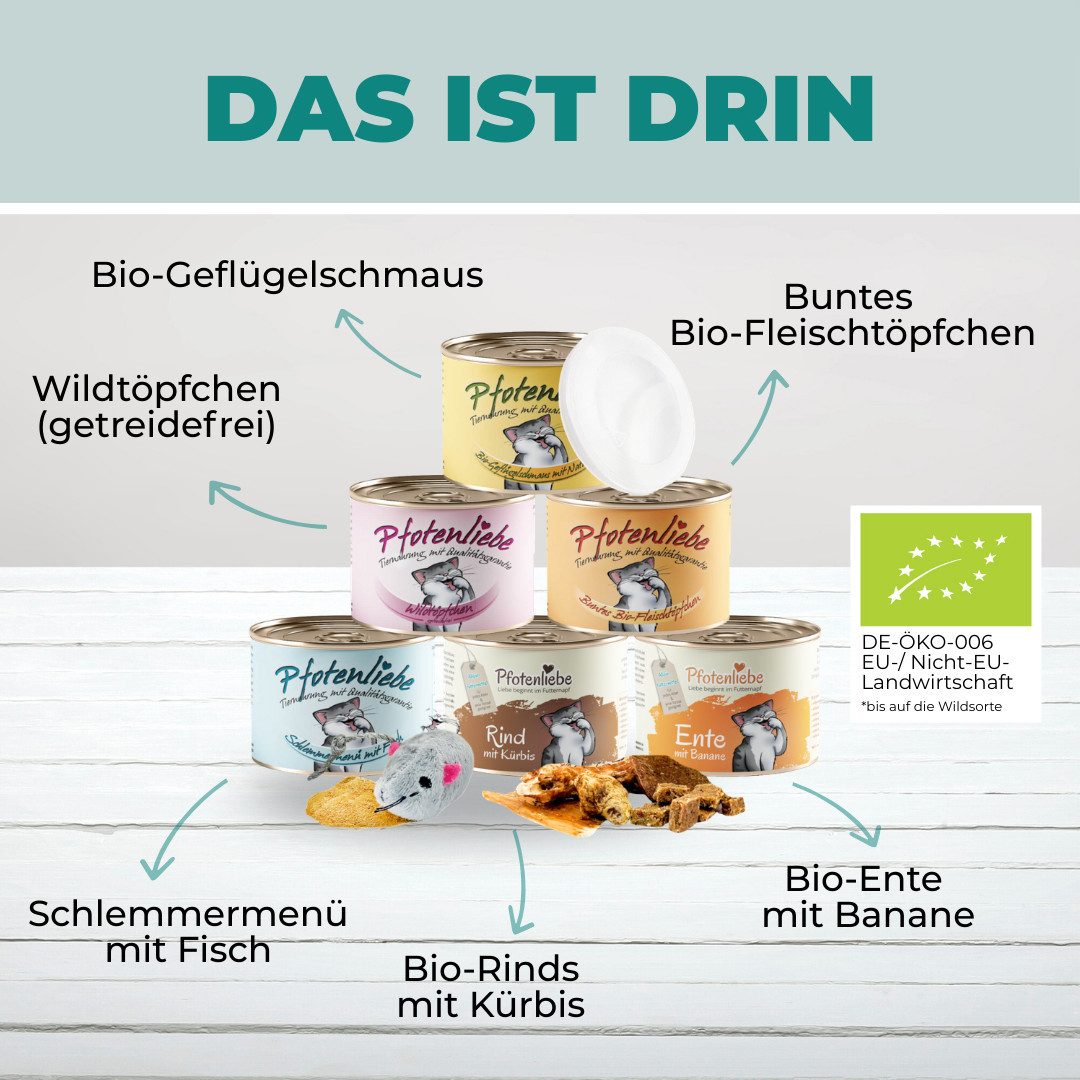 Pfotenliebe Schnupperpaket für Katzen, Nassfutter für: Katzen