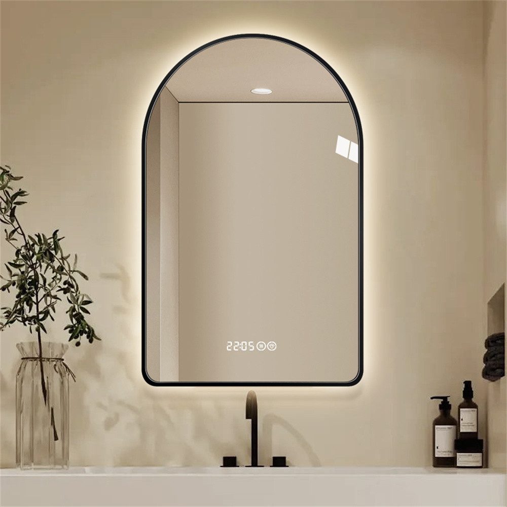 REDOM Spiegel Arched LED Mirror for Bathroom (mit Antibeschlagfunktion Schwarz+Silber, 1-St., 70*120cm)