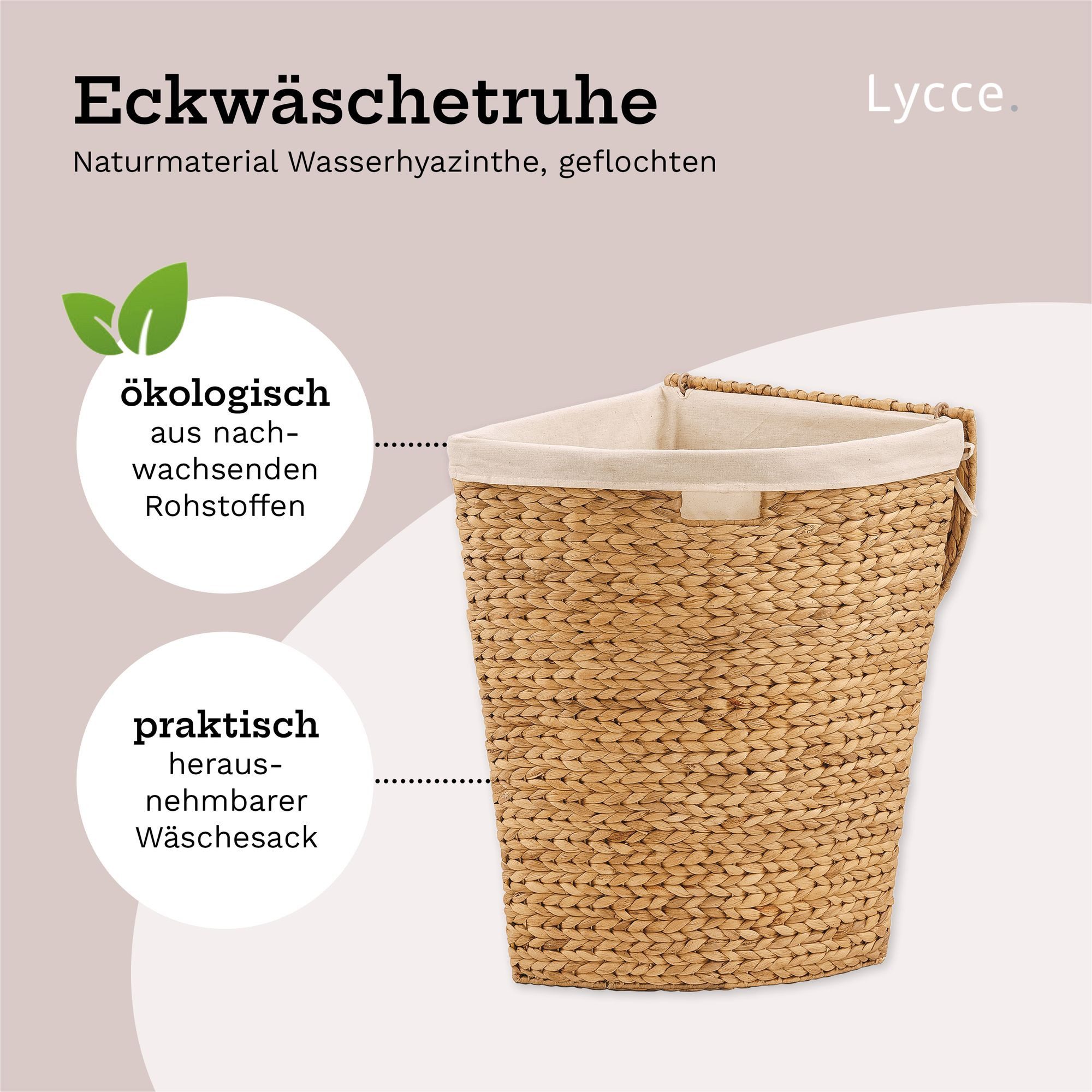 Lycce Wäschekorb Wäschekorb mit Deckel Eckwäschetruhe Wasserhyazinthe natur günstig online kaufen