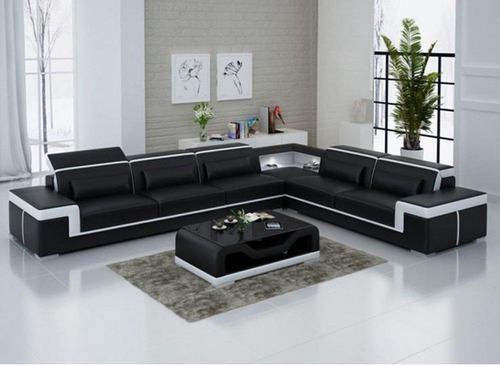 JVmoebel Ecksofa Elegante Eckcouch aus Leder und Textil in Braun und Beige, Made in Europa
