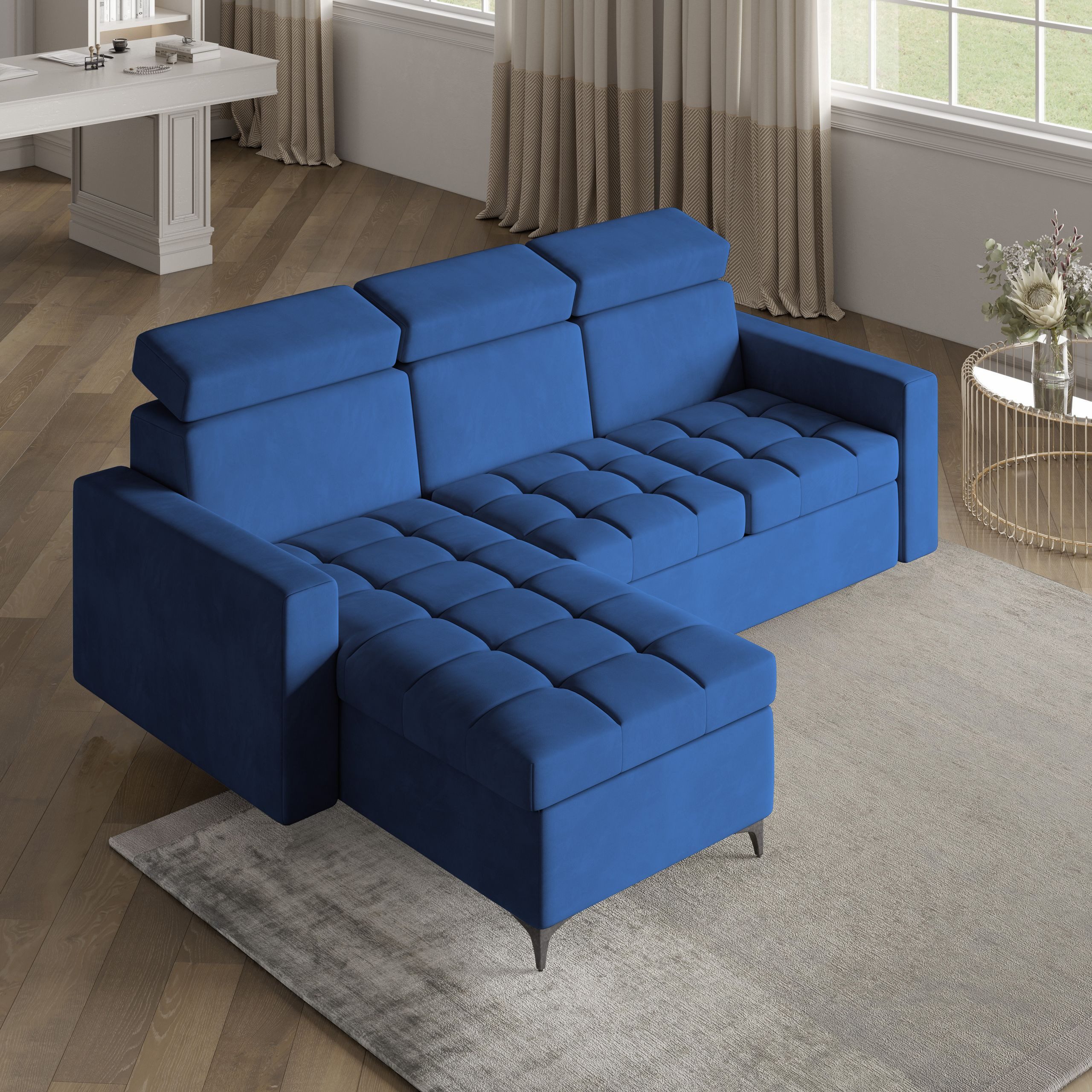 Masseno Ecksofa KAME mit Schlaffunktion L-Form, Sofa mit Bettkasten