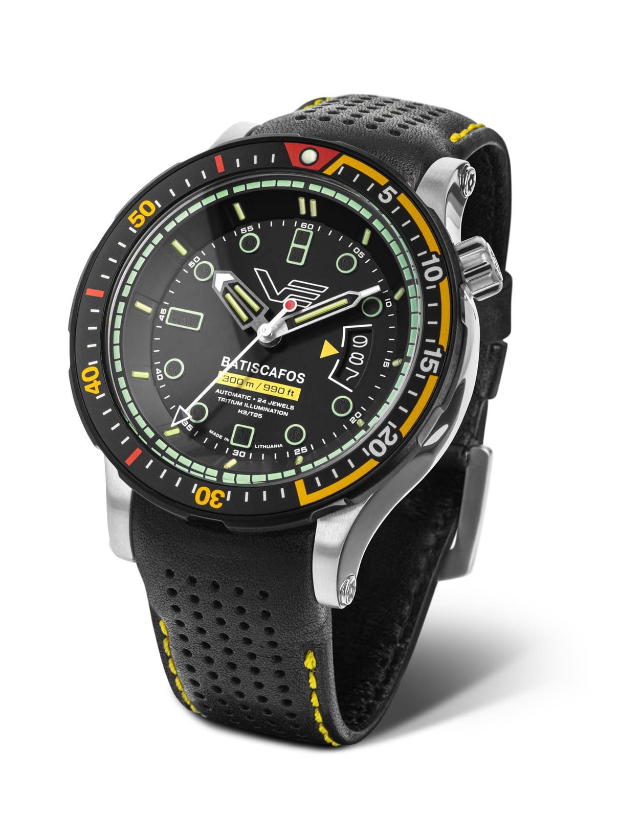 Vostok Europe Automatikuhr 511E767-LSG Herren 49,7 mm Leder- & Silikonband 30 ATM