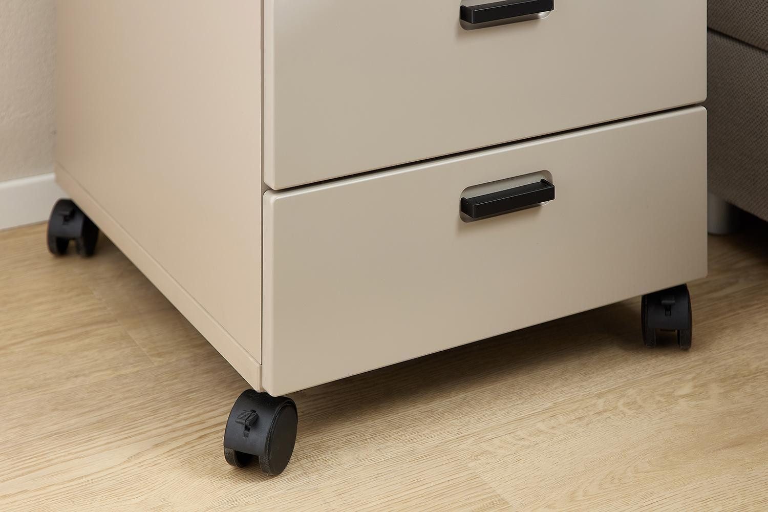 Innostyle Nachtkommode GLENN, Artisan Eiche Dekor, Basalt, 3 Schubladen, mit Rollen, B 45 x H 66 x T 55 cm