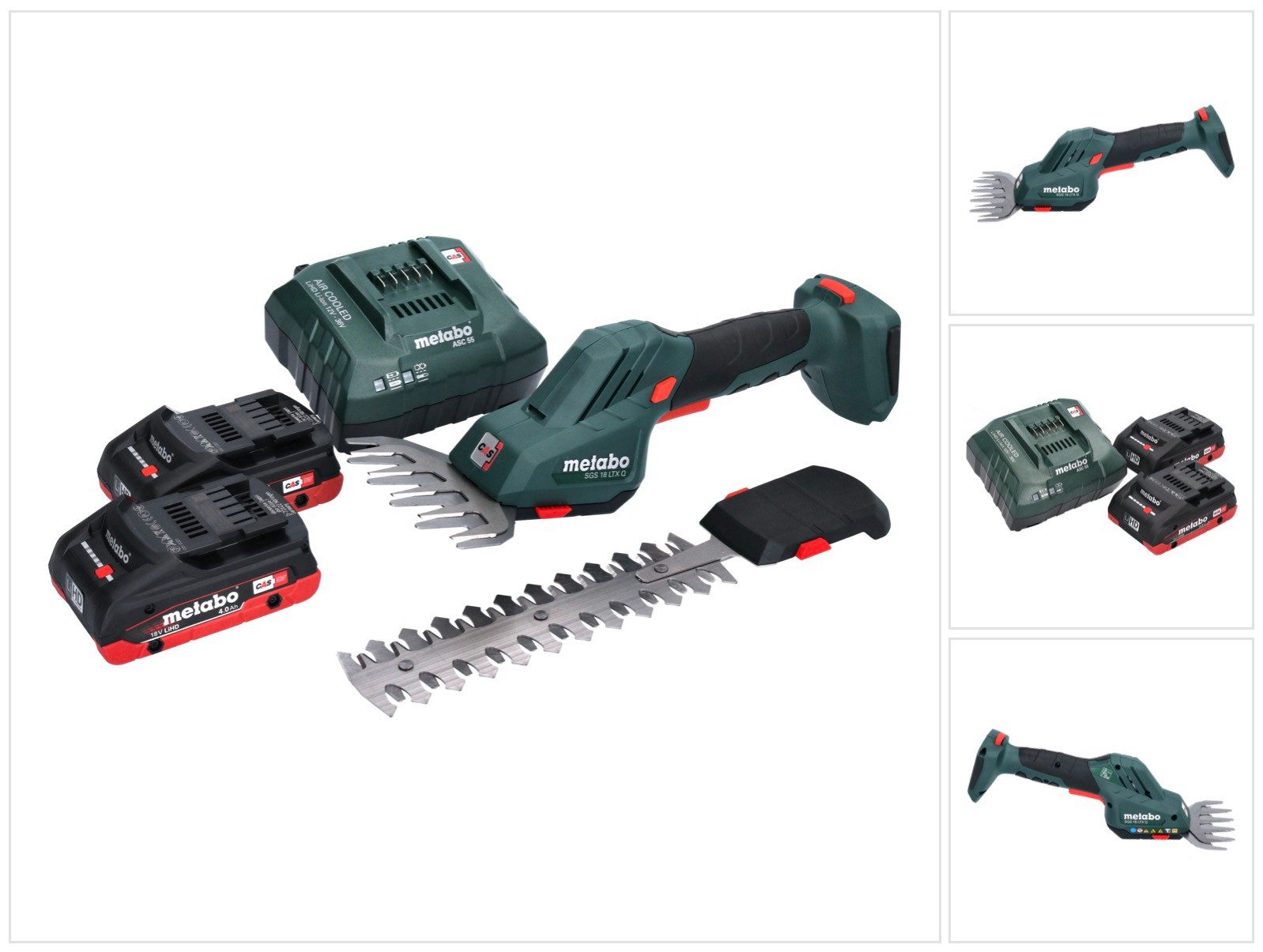 metabo Akku-Grasschere SGS 18 LTX Q Akku Gras und Strauchschere 18 V + 2x Akku 4,0 Ah + Lade