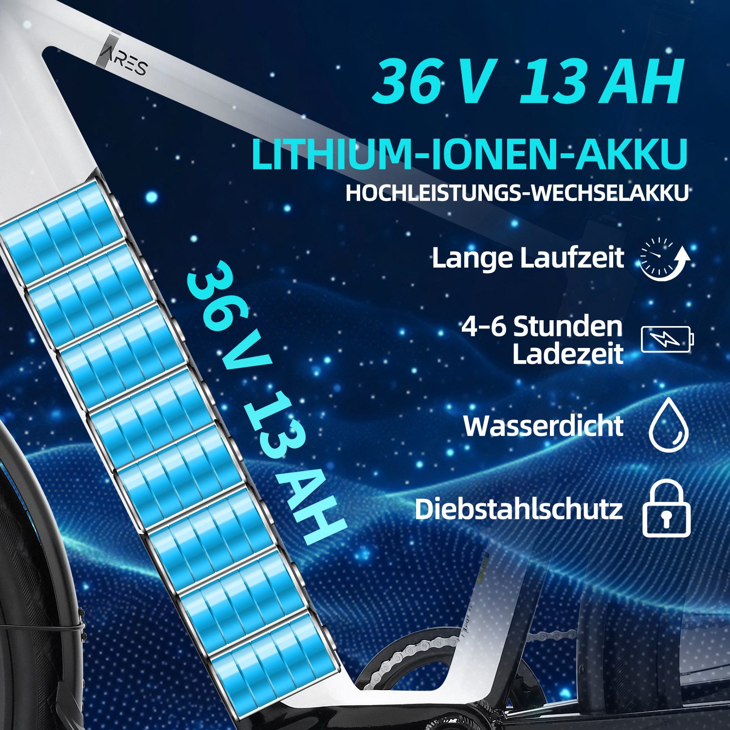 VECOCRAFT E-Bike Trekkingrad Cityrad, 28'' Elektrofahrrad Pedelec mit 36V 13Ah Akku bis 100km ARES, 8 Gang shimano, Kettenschaltung, Heckmotor, 468 Wh, (E-fahrräde), E-Cityrad,Mountainbike, Doppelscheibenbremse, Pedelec für Damen/Herren