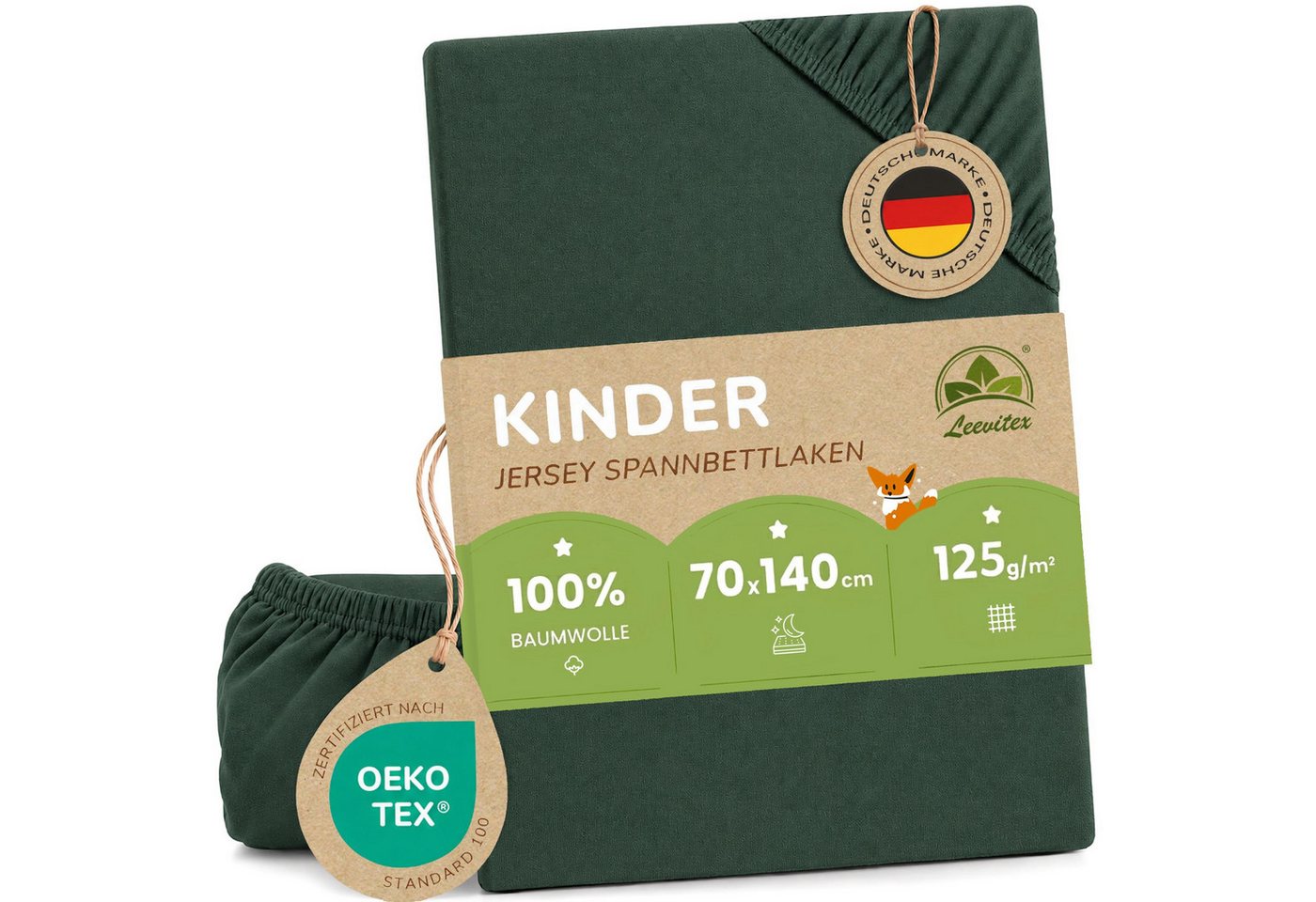 leevitex® Spannbettlaken in verschiedenen Größen und Farben, Jersey aus 100% Baumwolle, Jersey, Gummizug: rundum, (1 Stück), für Kinder- & Standardmatratzen, OEKO-TEX® STANDARD 100 zertifiziert