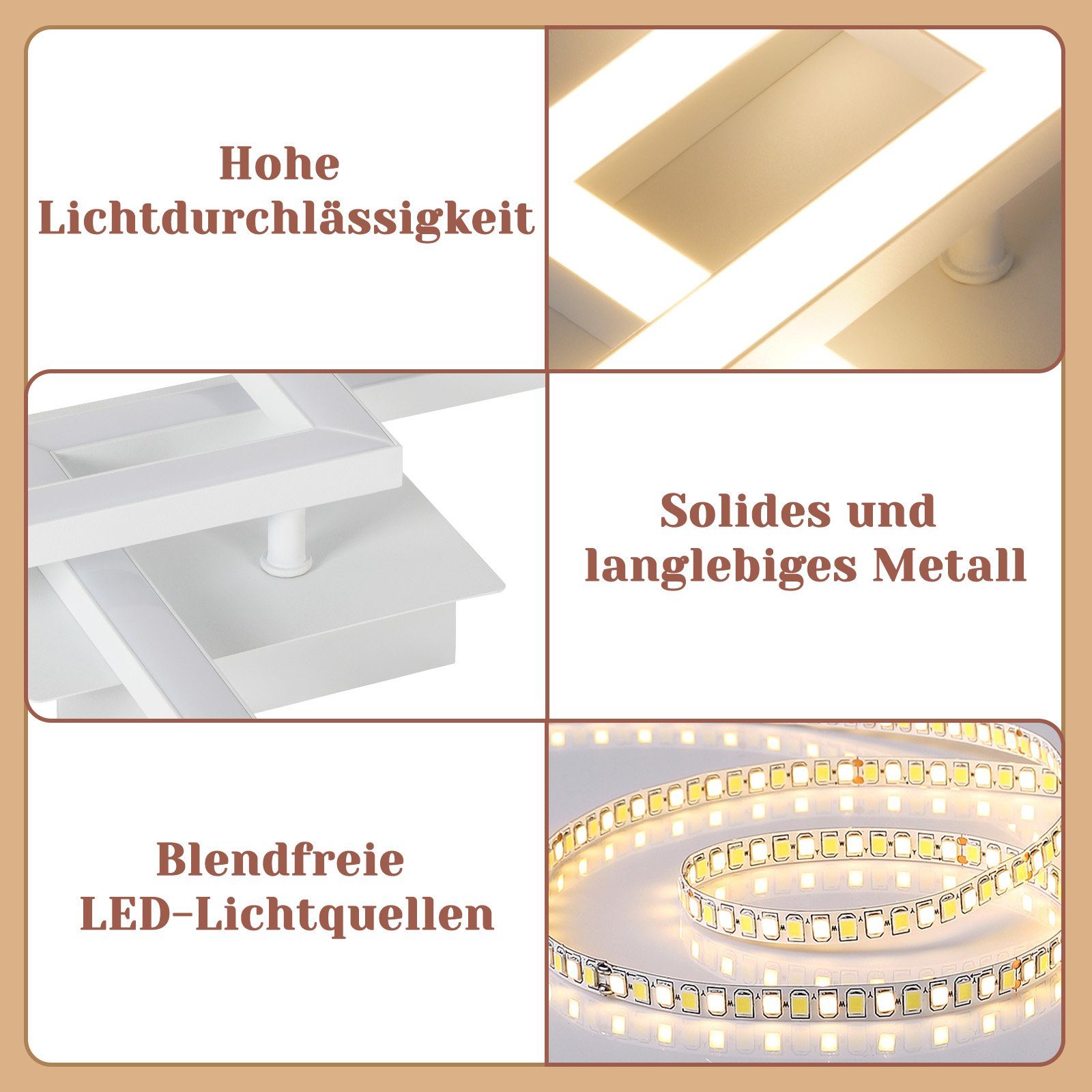 ZMH LED Deckenleuchte Wohnzimmer Modern 2 Flammig 24W Deckenlampe Küche - W günstig online kaufen