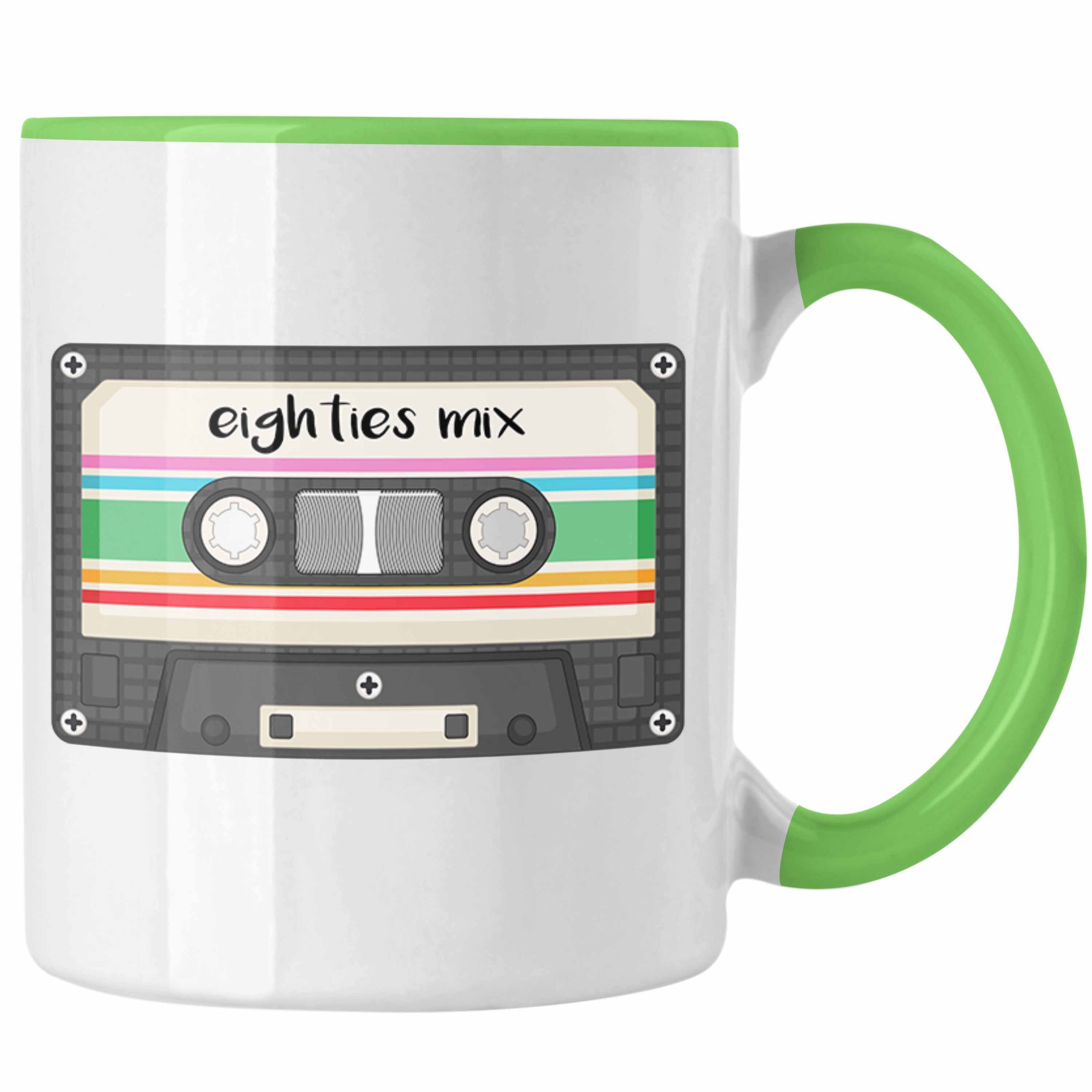 Trendation Tasse Lustige Tasse "80er Jahre Eighties Mix Kassette" Geschenk für Nostalgi Grün