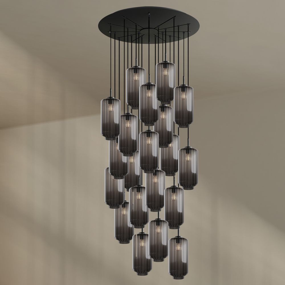 s.luce Pendelleuchte Velo Galerieleuchte 20-flg Ø 120cm Baldachin Ø 18cm Rauch