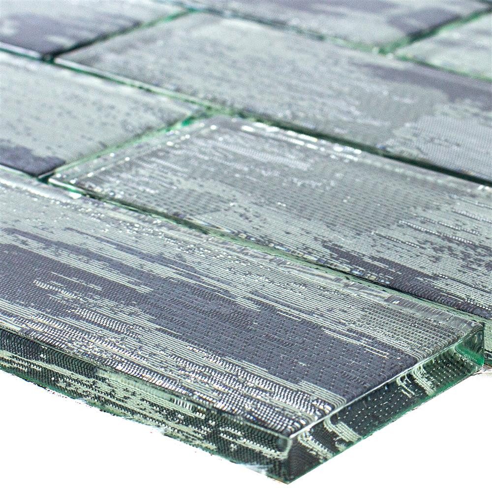 Mosafil Mosaikfliesen Glasmosaik Fliesen Troja, Glas 30.000x30.000, silber, Verlegefertig auf ein Netz geklebt - Wasserfest