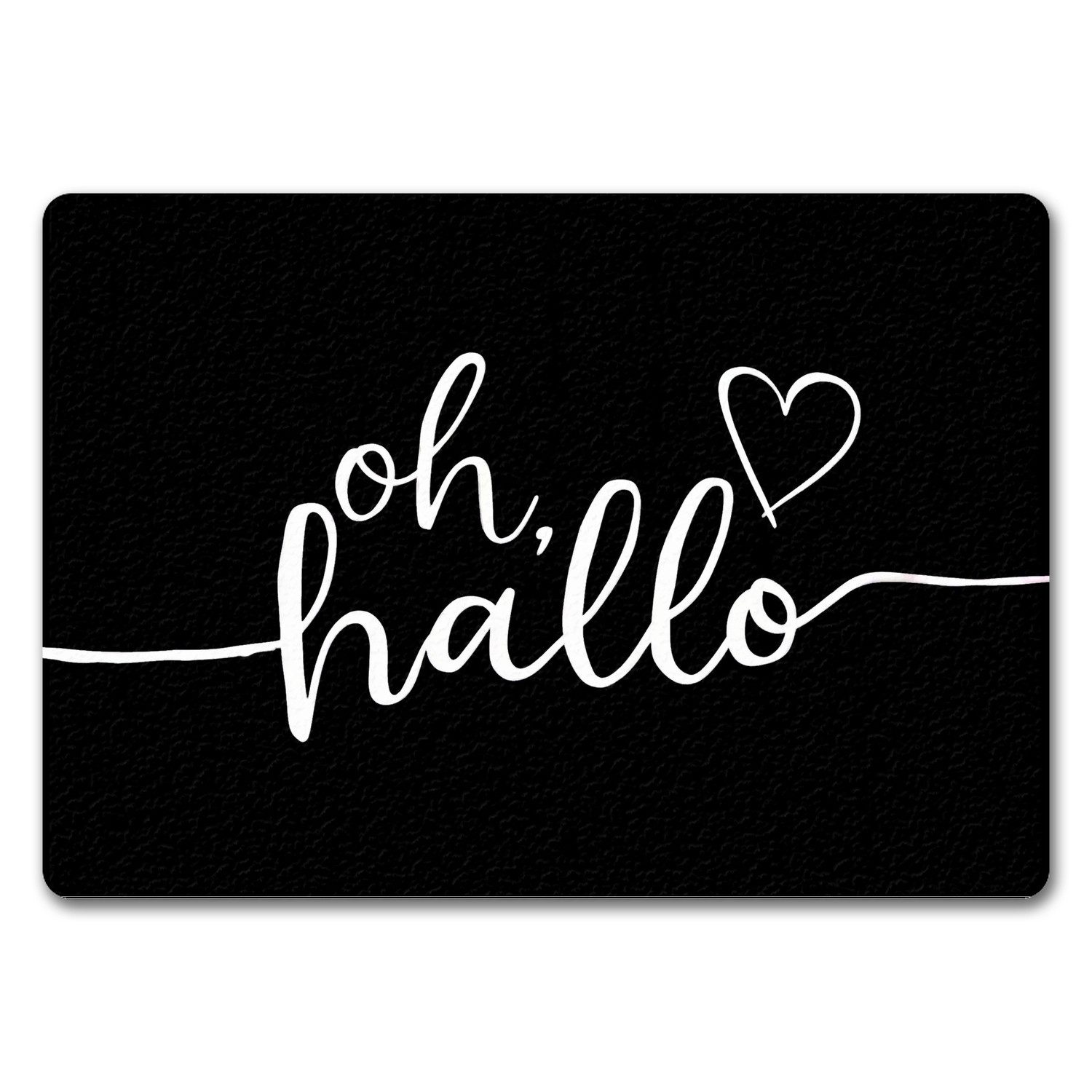 Fußmatte Oh Hallo Fußmatte in 35x50 cm ohne Rand mit Herz in elegantem Design