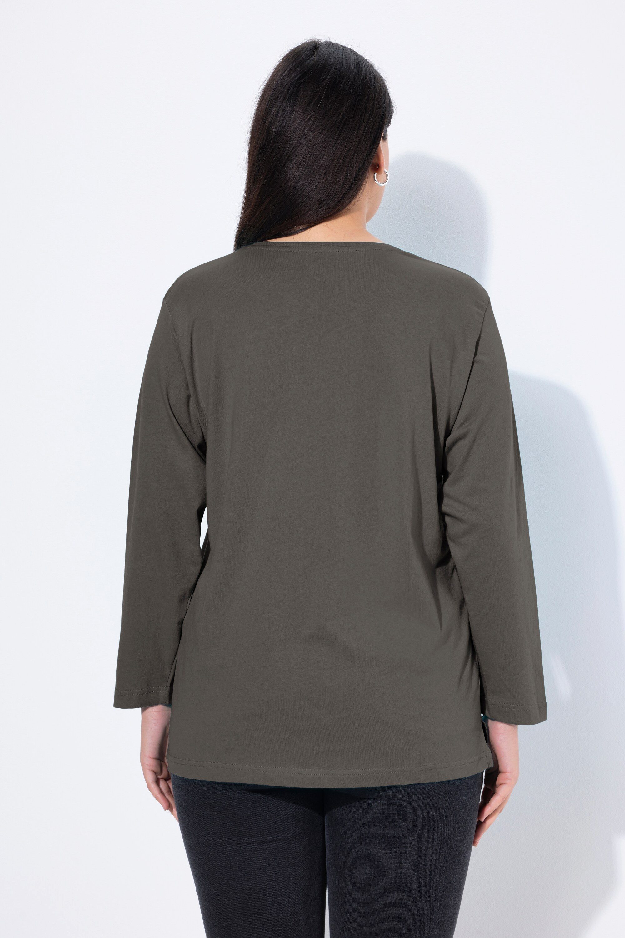 Ulla Popken T-Shirt Shirt V-Ausschnitt Relaxed Langarm – Bild 3 von 5