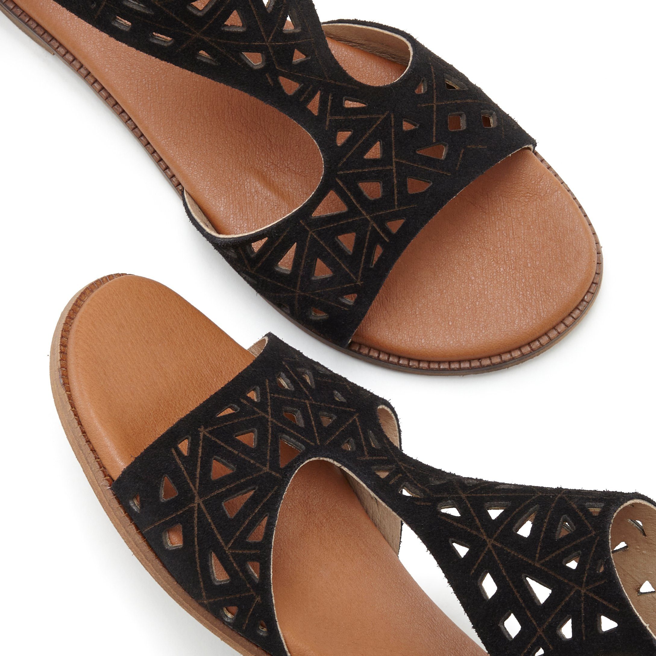 LASCANA Sandale Sandalette, Sommerschuh aus hochwertigem Cut-Outs Leder schwarz mit