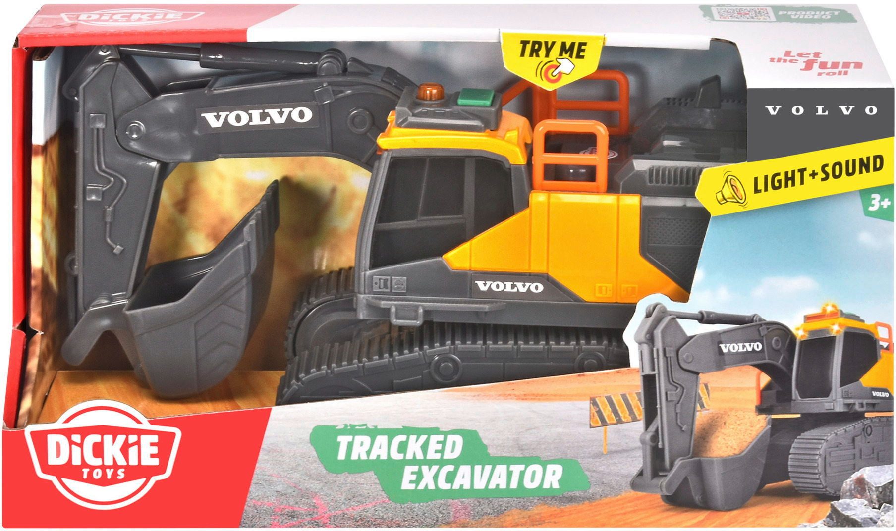 Dickie Toys Spielzeug-Bagger Dickie Spielfahrzeug Baustelle Bagger Go Real Volvo Tracked Excavator