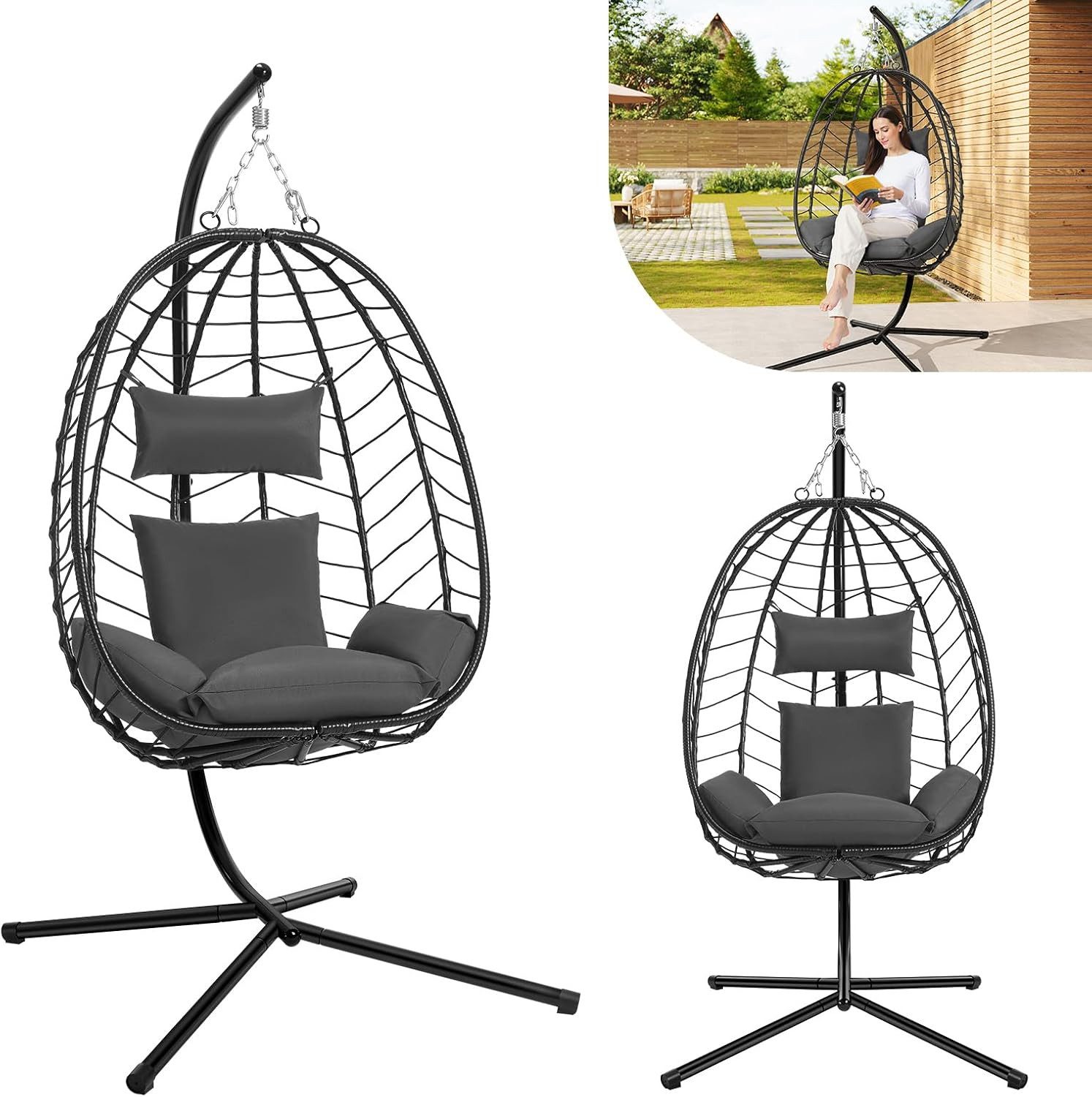 EUGAD Hängesessel (1-St), mit Relaxfunktion