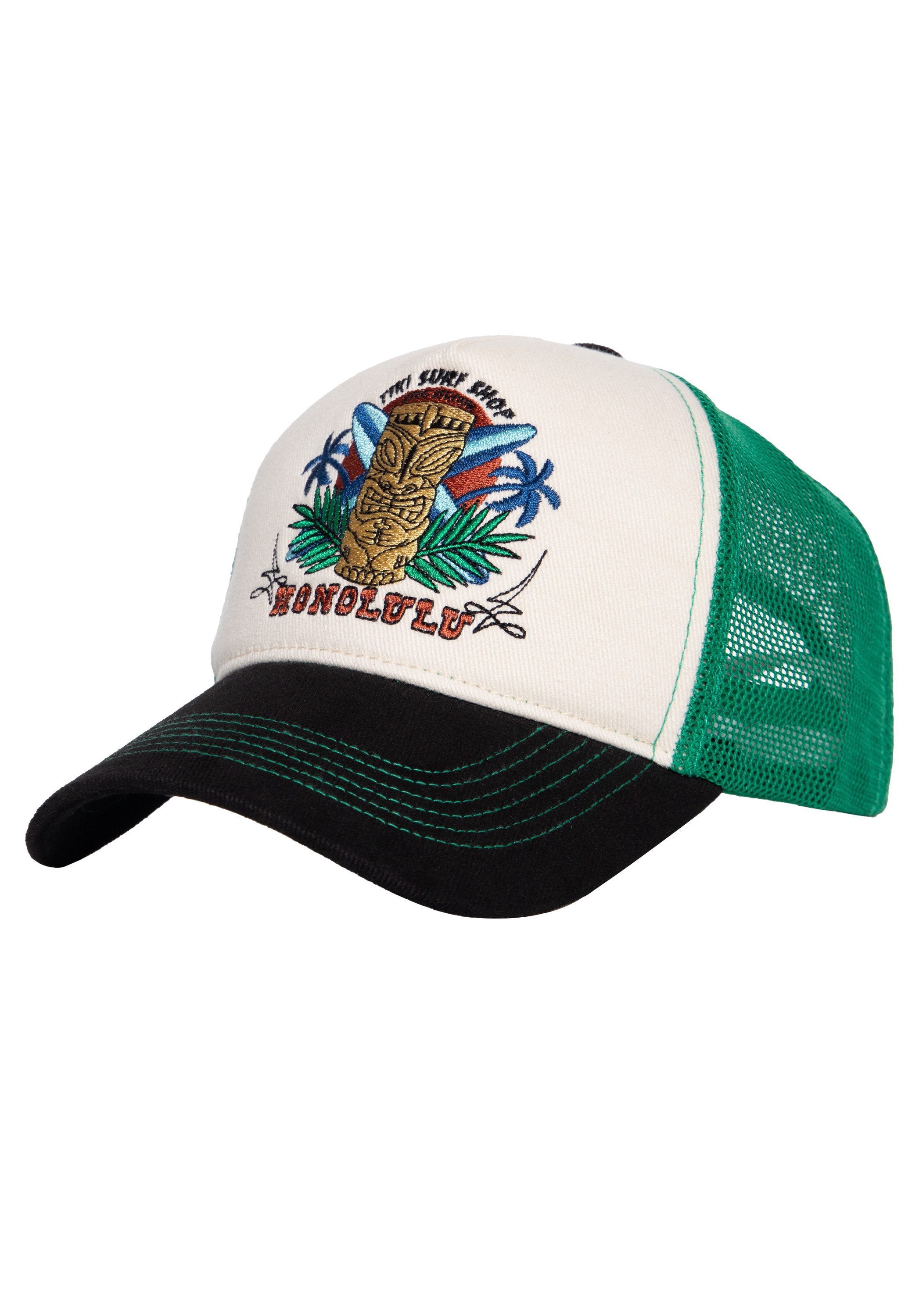 KingKerosin Trucker Cap Honolulu mit Tiki-Motiv