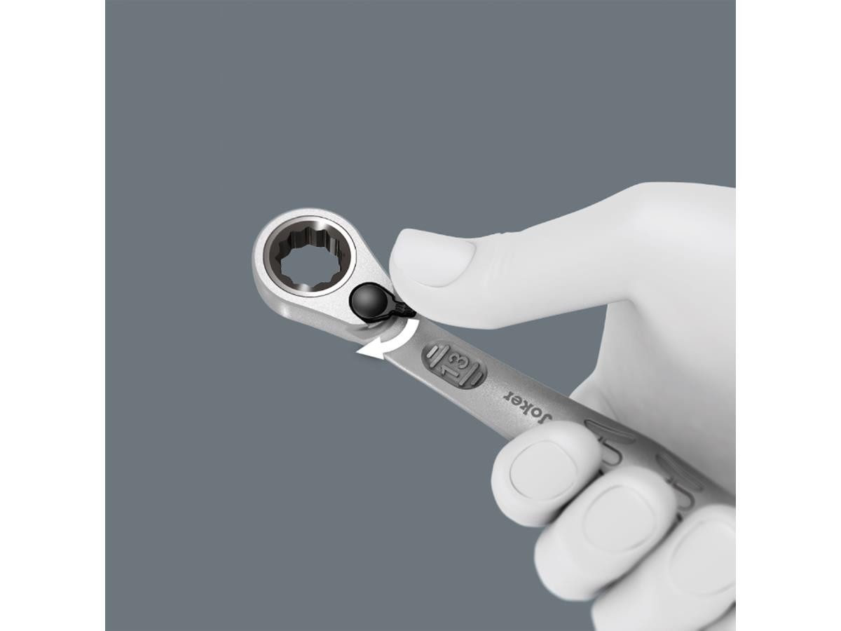 Wera Ratschenringschlüssel 6001 Joker Switch, 4-teilig, abgewinkelter Ratschenseite und Umschalthebel