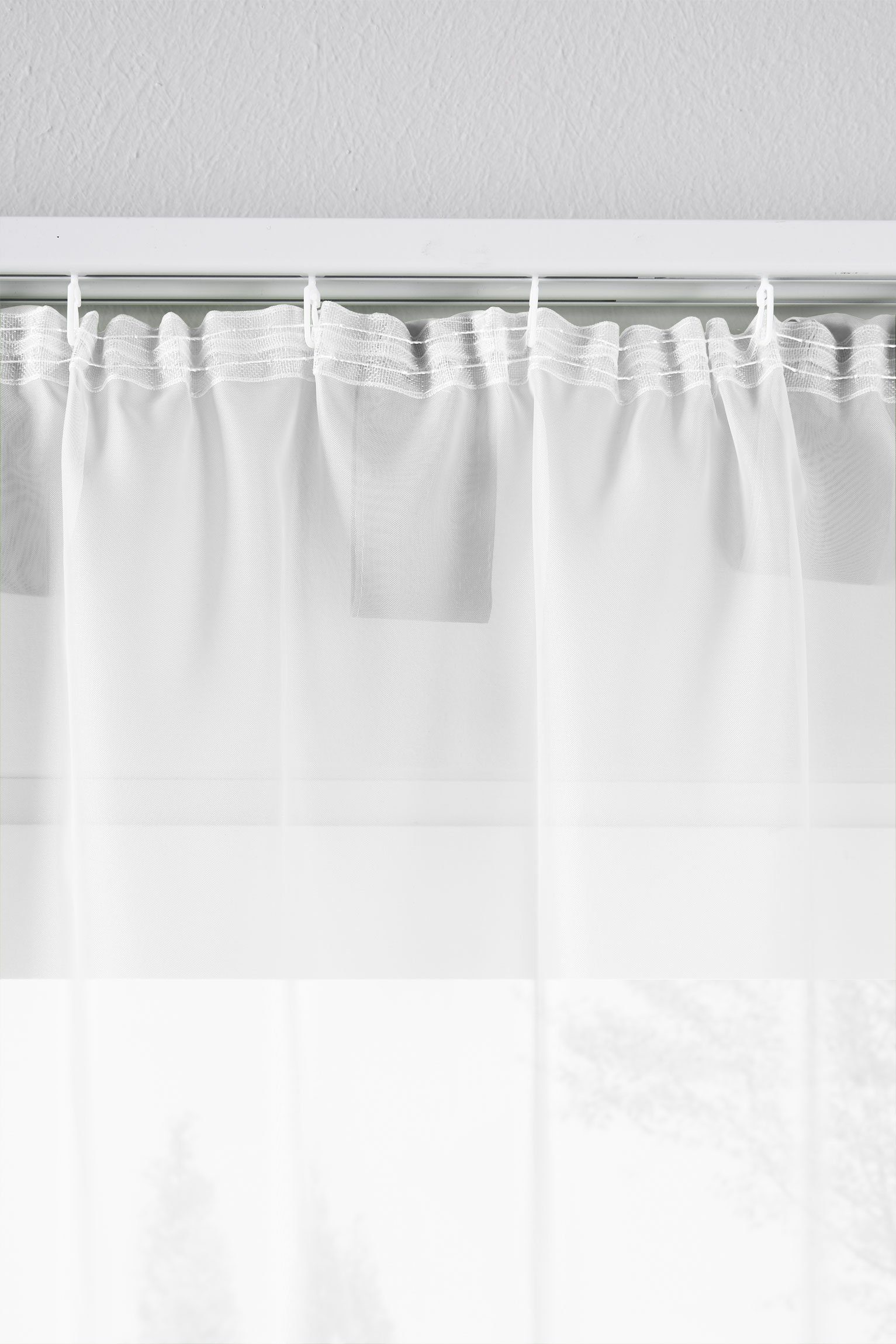 Weiß Höhen 61000CN transparent, St), Bleibandabschluss Set (2 Gardinenbox, Gardine, Voile Transparent verschiedene Schlaufe Vorhang