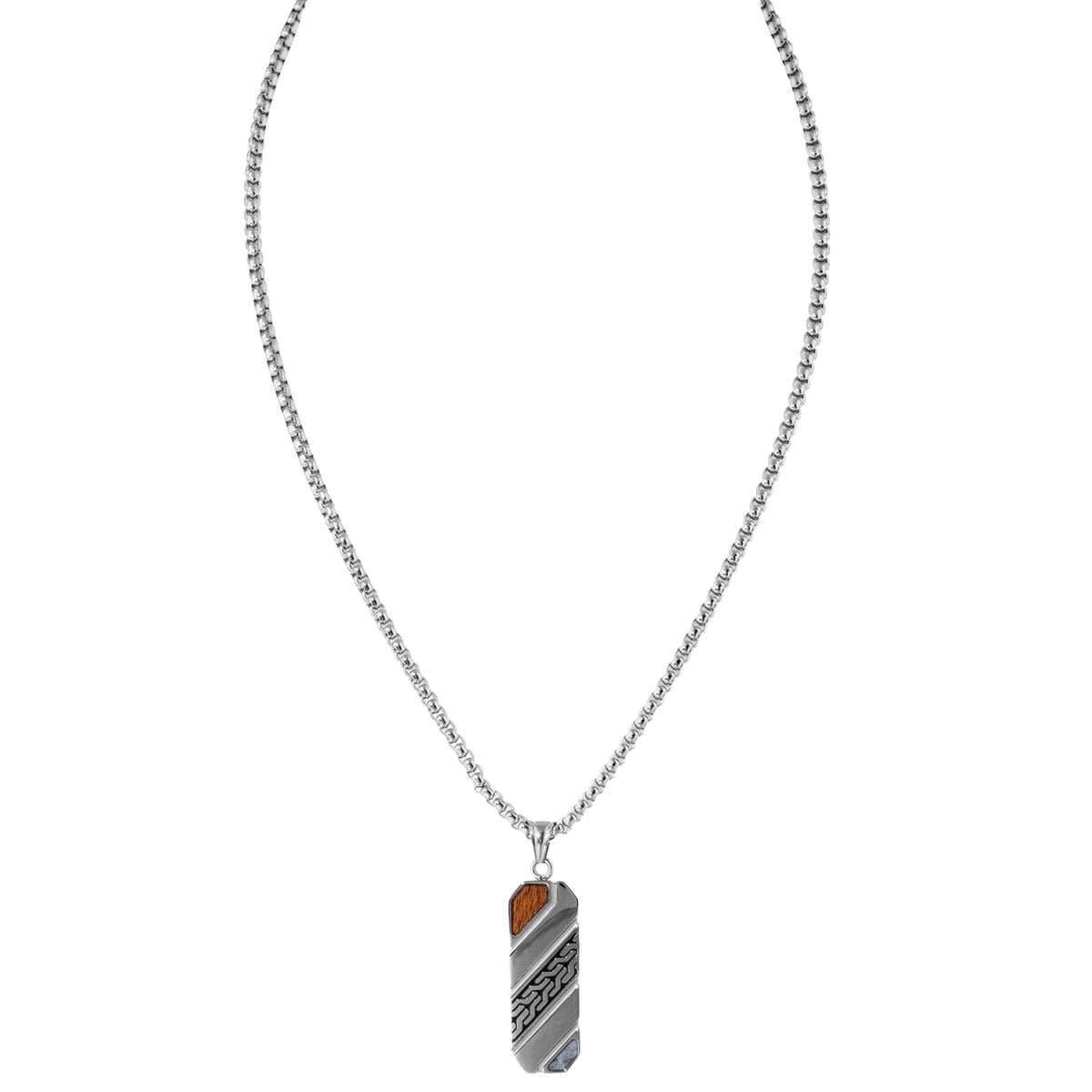 Holzkern Kette mit Anhänger 9010631025182, für Herren Edelstahl Outlands Koa-Holz & Meteorit