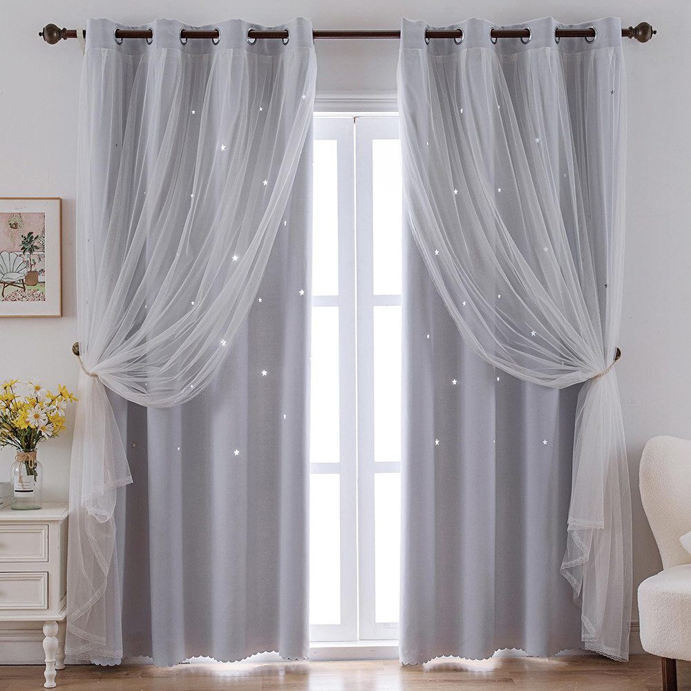 FOUORTUNATE-BEE Gardine Vorhänge Blickdicht Kinderzimmer Halbtransparent (1 günstig online kaufen