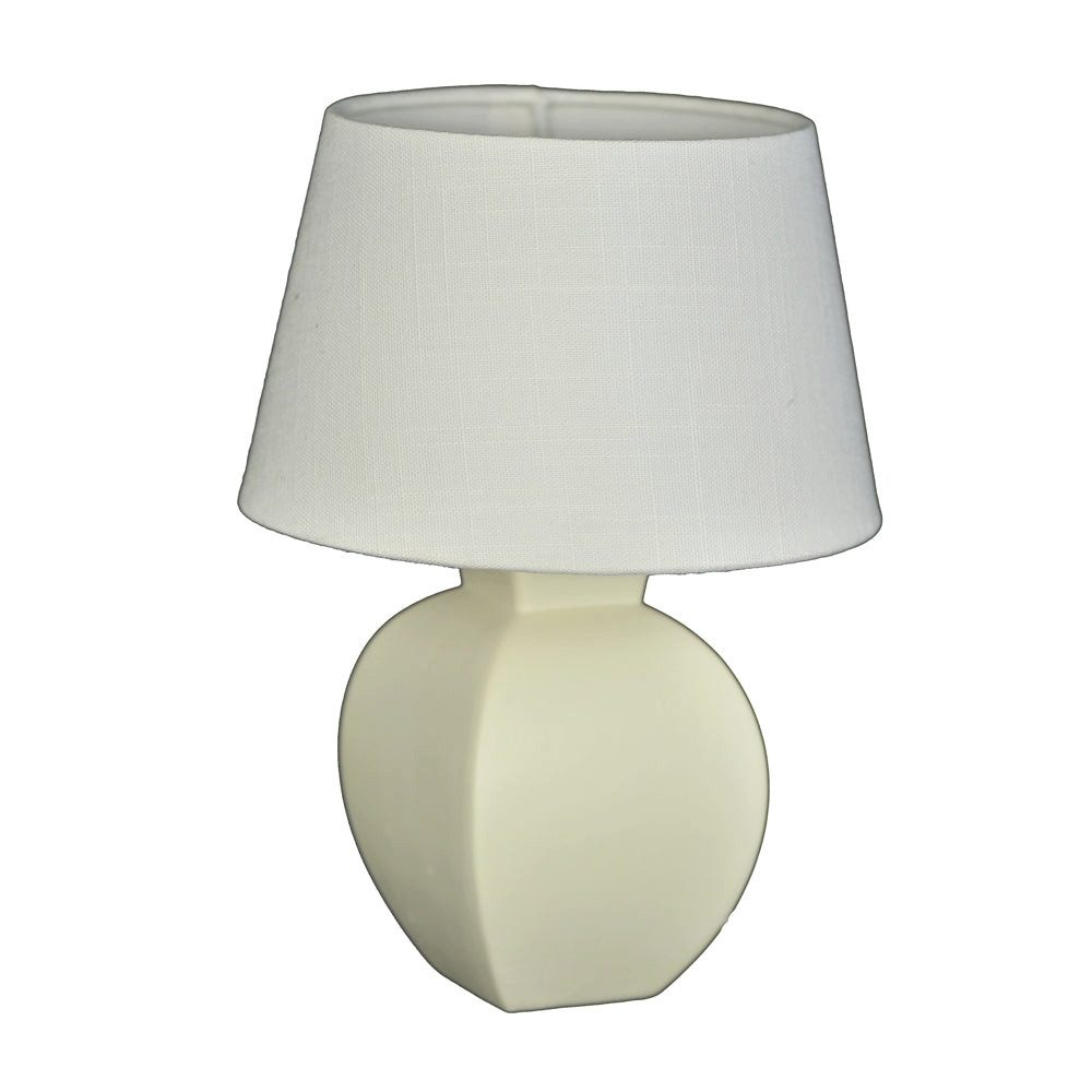 Dirk Davids Leuchten GmbH Tischleuchte Tischleuchte Keramik Vierkant Rund Creme Schirm Leinen Weiß 8050