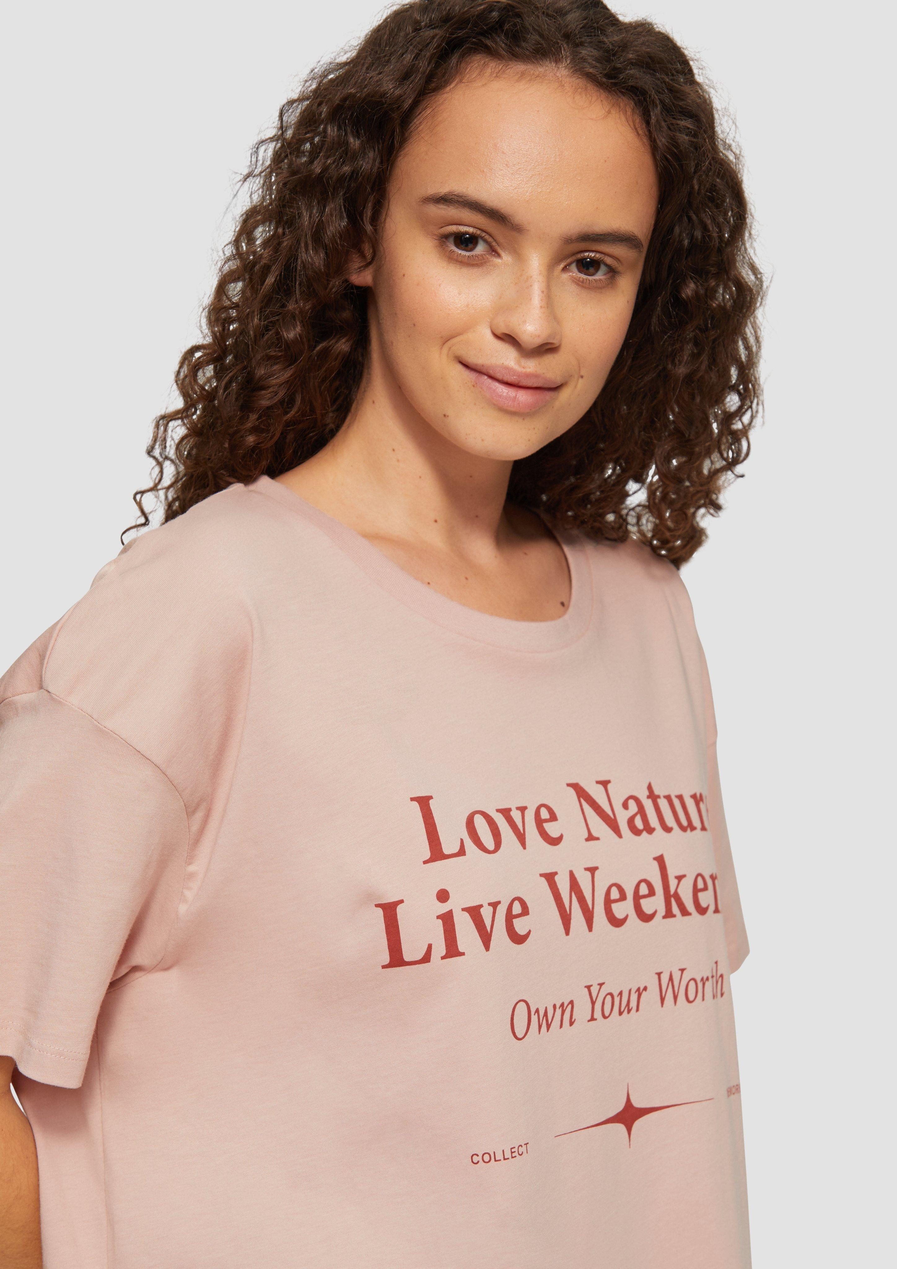 QS Kurzarmshirt Print-Shirt mit überschnittenen Schultern günstig online kaufen