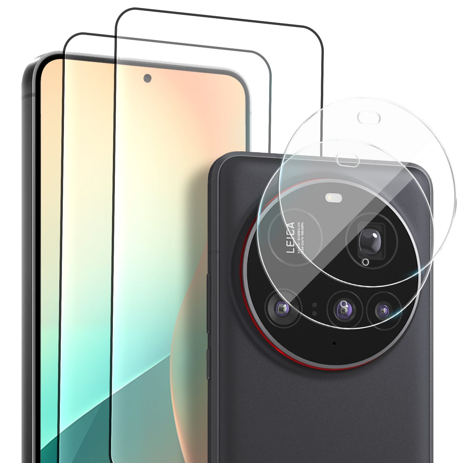 Tec-Expert Displayschutzglas 2x 9H Kamera und Displayglas für Xiaom 15 Ultra für Xiaomi 15 Ultra, Kamera + Display Schutzglas, 4 Stück, Kameraschutz, Displayschutz, Schutzglas, kratz- & stoßfest