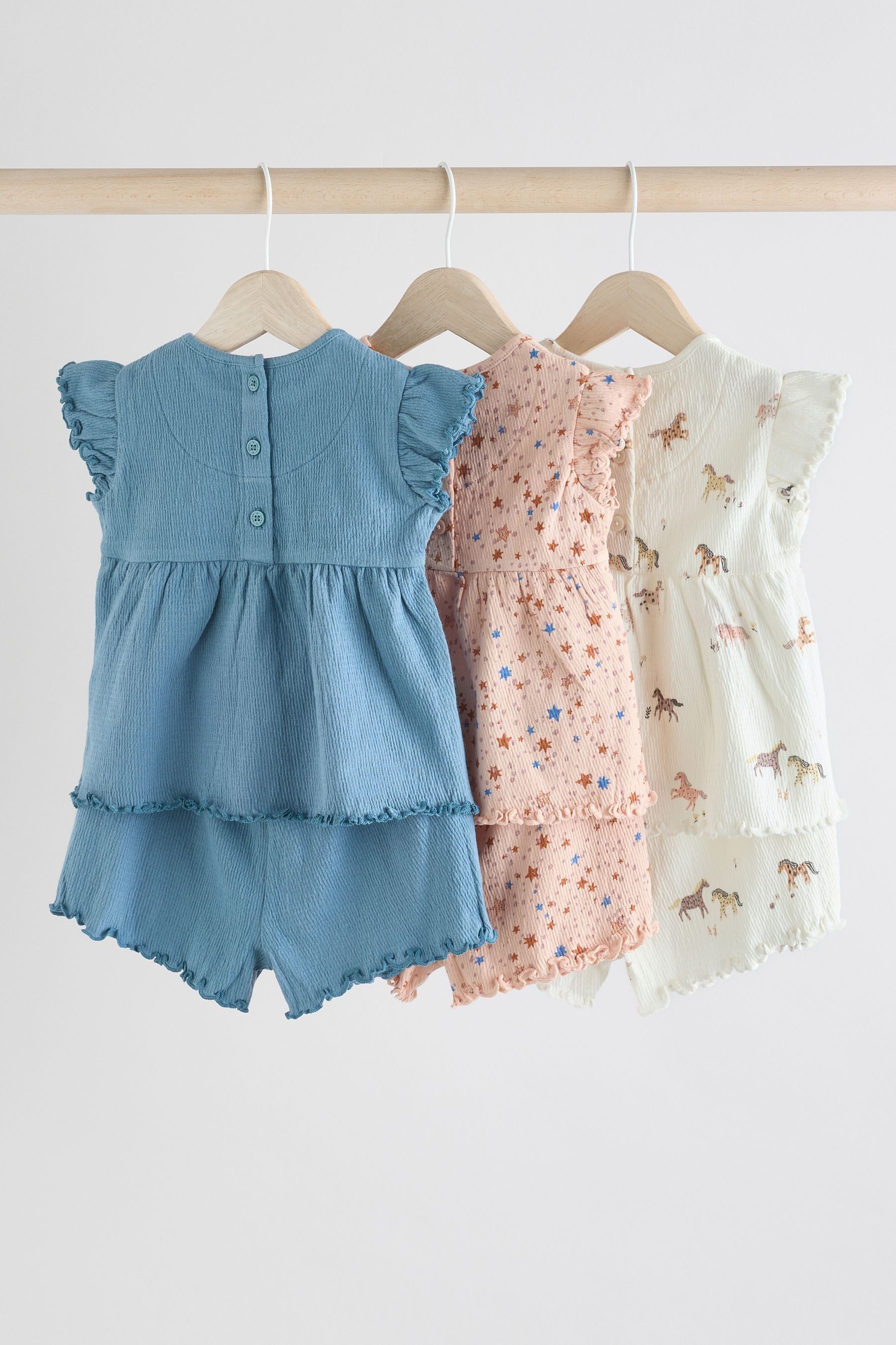 Next Top & Shorts Baby-T-Shirt und Shorts mit Rüschen im 6-er Set (6-tlg)