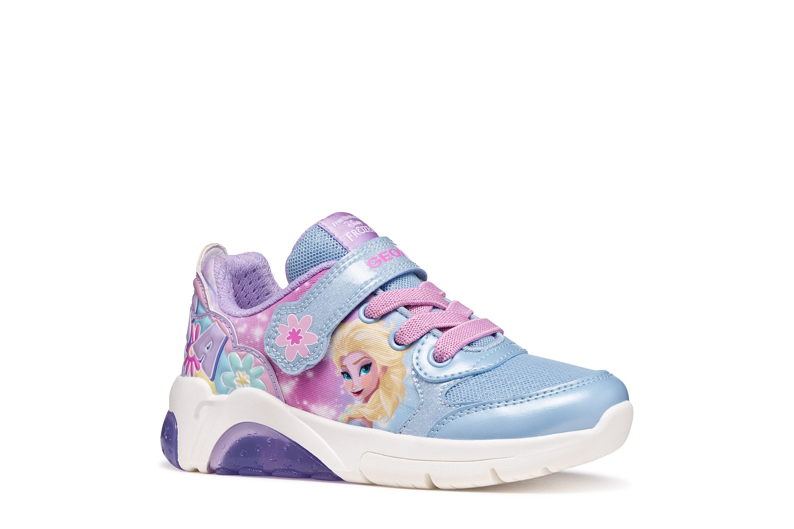 Geox J FADINLIGHT GIRL DISNEY - PRINCESS ELSA FROZEN Sneaker Blinkschuh mit Elsa-Motiv, Größenschablone zum Download