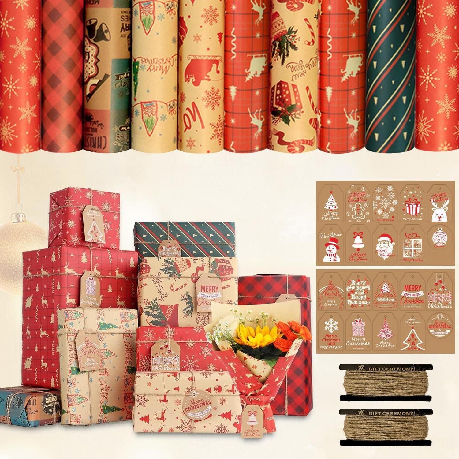 LuxusKollektion Geschenkpapier Geschenkpapier Weihnachten Kinder Set 10Stk, (1St)