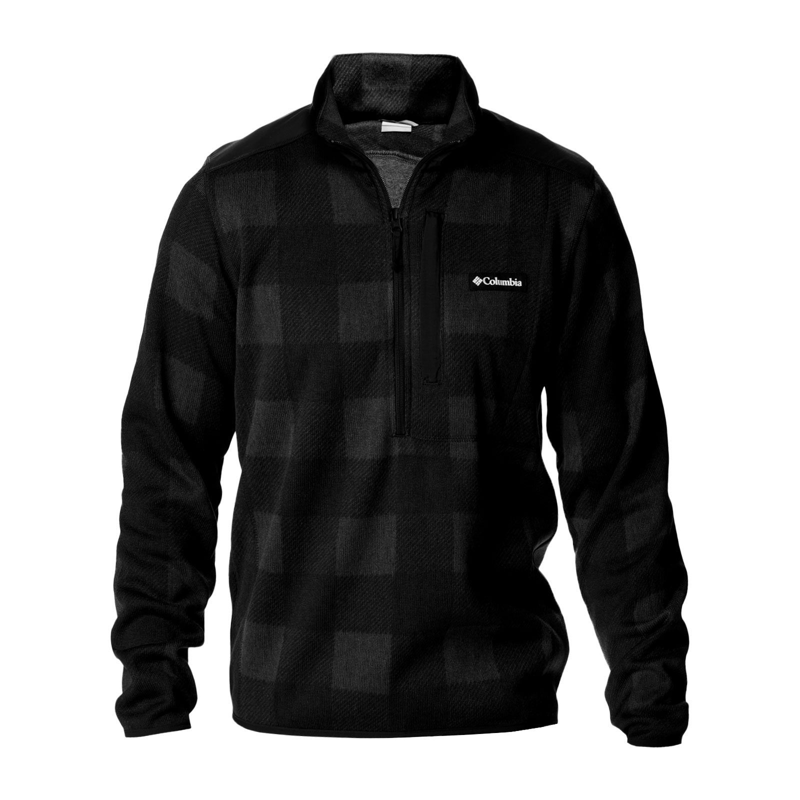 print Brust Logo 010 Weather™ black auf mit Columbia / buffalo check II Sweater Printed Strickfleece-Pullover Half-Zip der