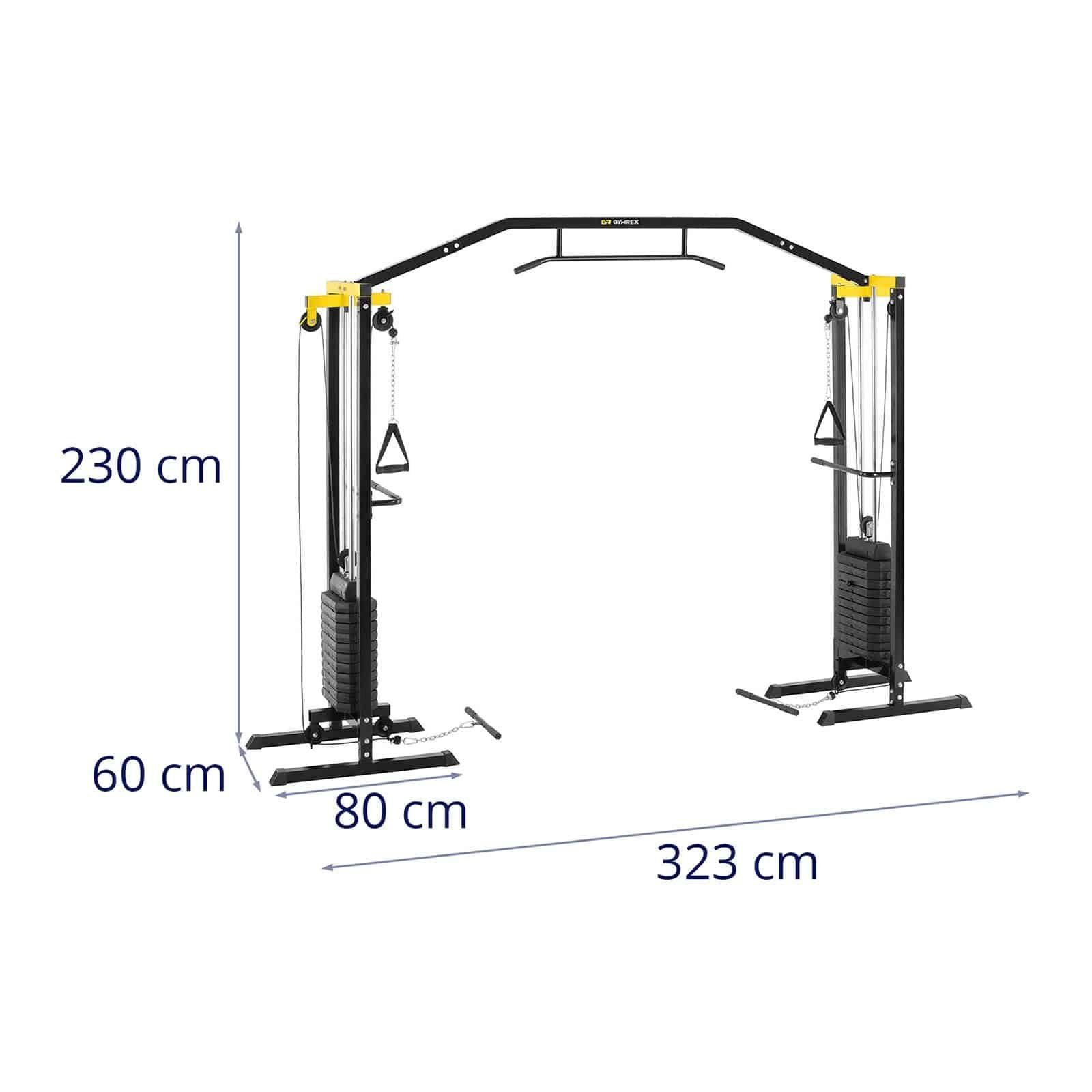 150 kg Seilzug Kabelzugstation 24 Fitness Zugturm Kraftstation Gewichte Gymrex Kabelzug