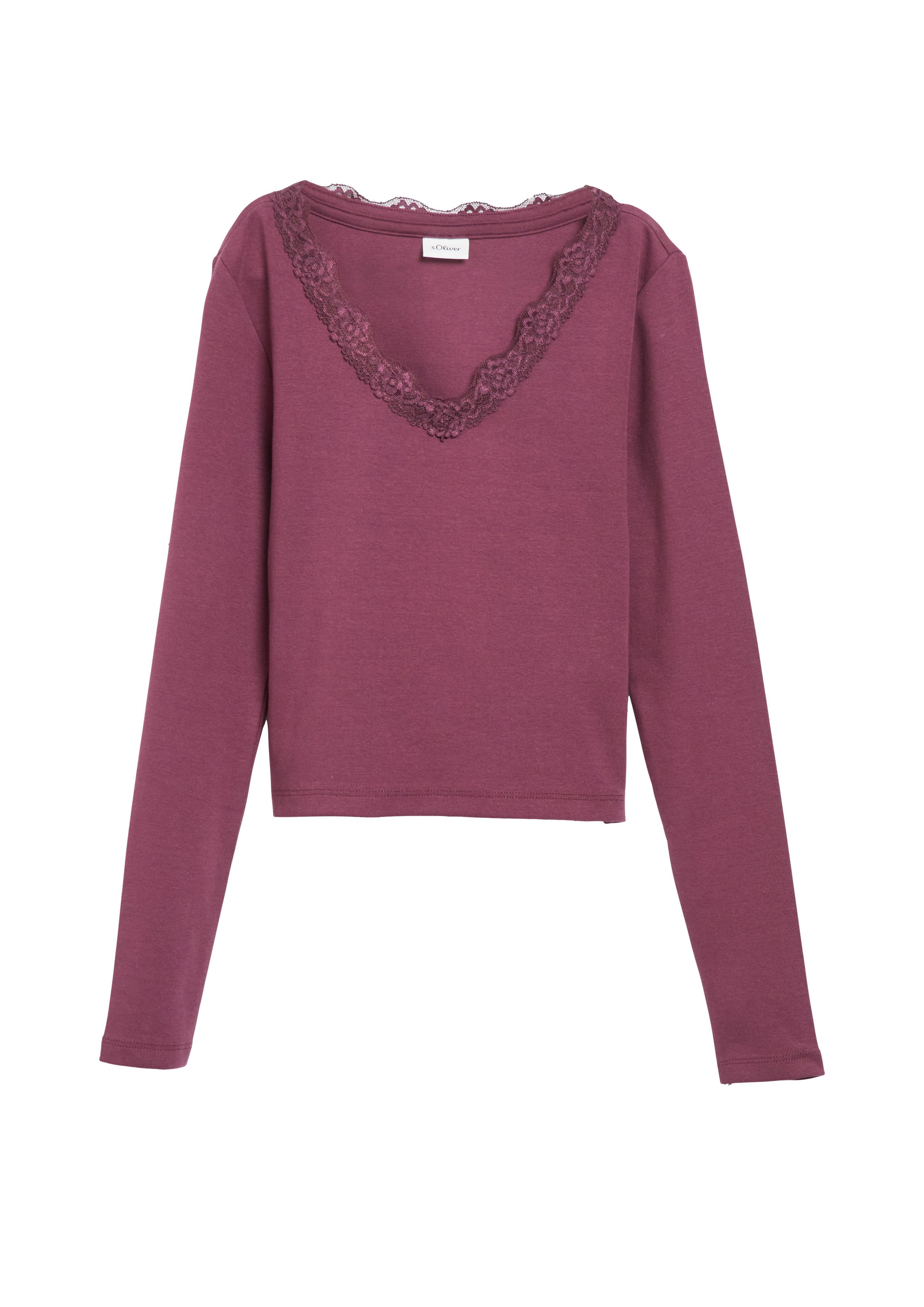 s.Oliver Junior Langarmshirt mit V-Ausschnitt mit Häkelapplikationen / für Girls