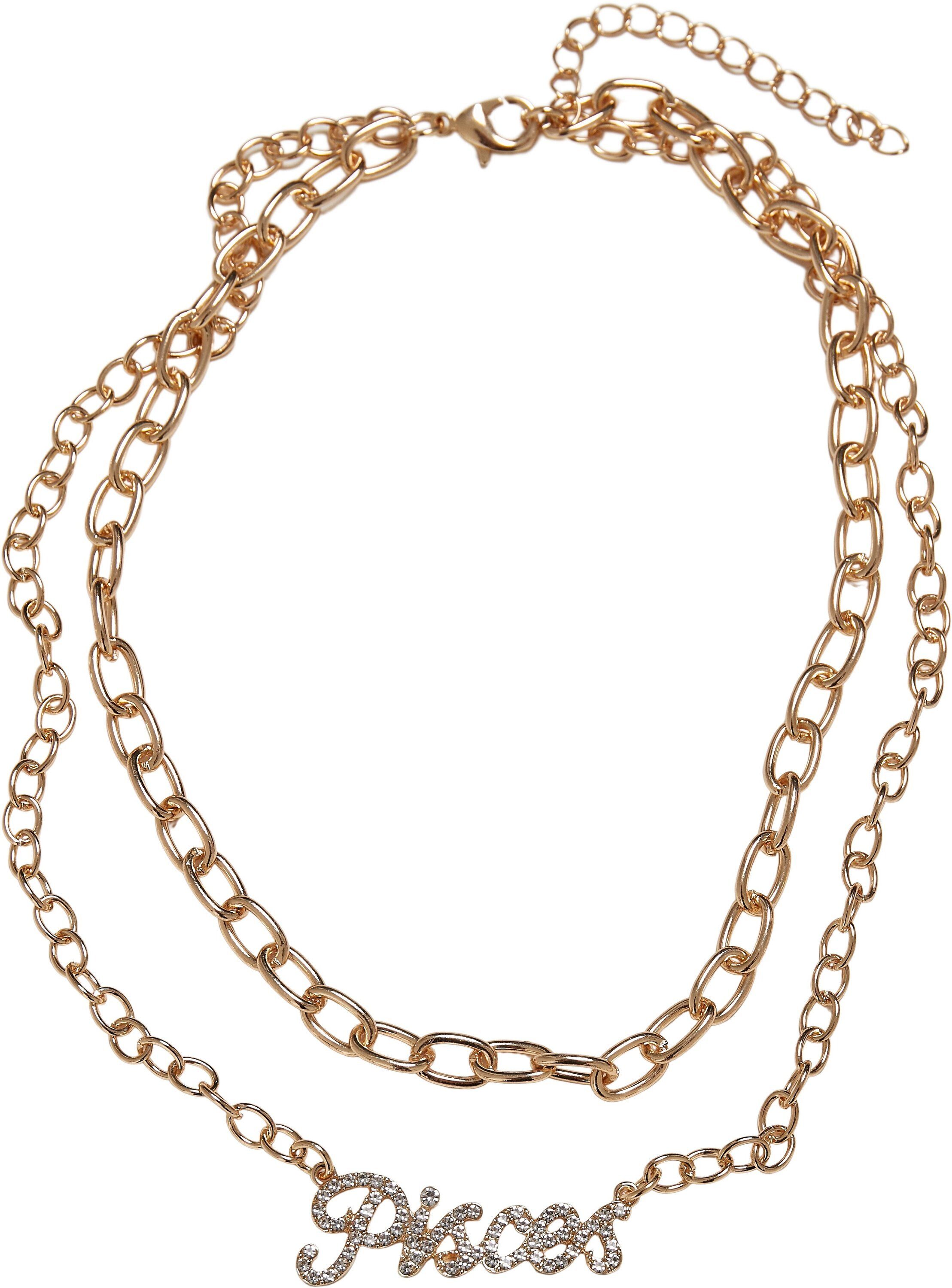 URBAN CLASSICS Edelstahlkette Accessoires Diamond Zodiac Golden Necklace pisces